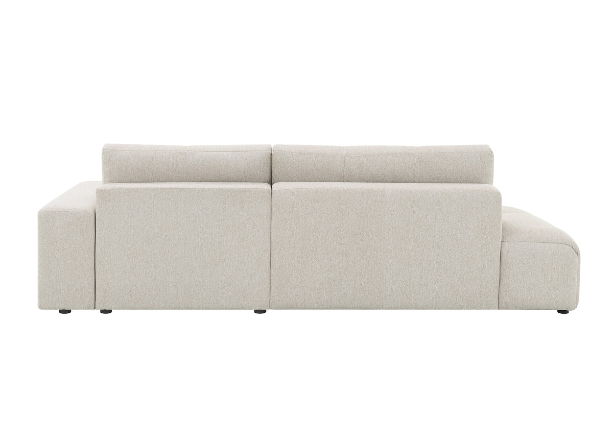 Canapé d'angle convertible avec coffre en tissu texturé beige ANGELINE - Angle droit