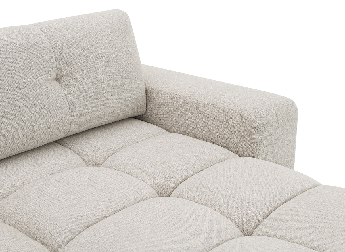 Canapé d'angle convertible avec coffre en tissu texturé beige ANGELINE - Angle droit