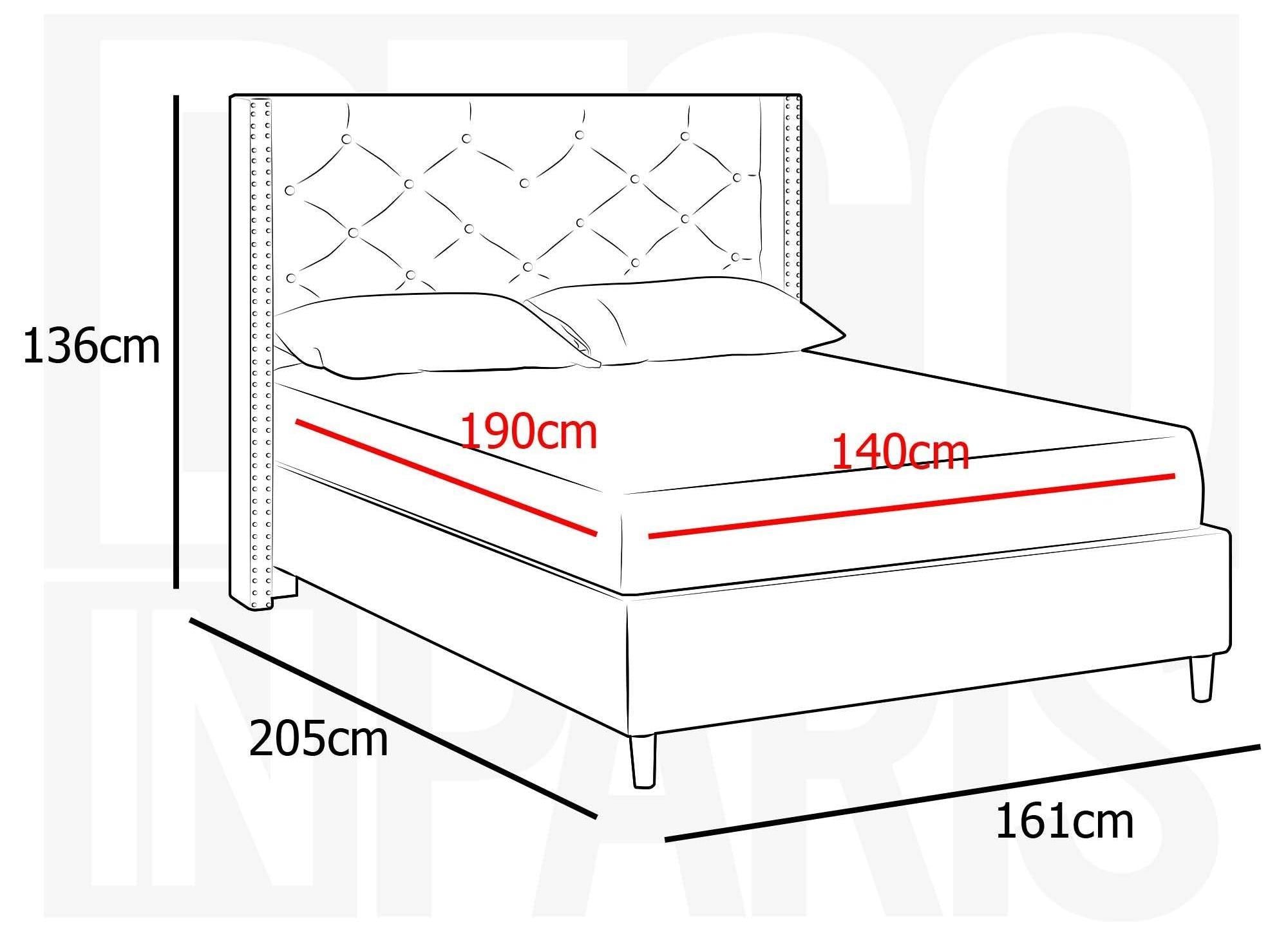 Lit double en tissu capitonné beige MARGOT 140x190 cm