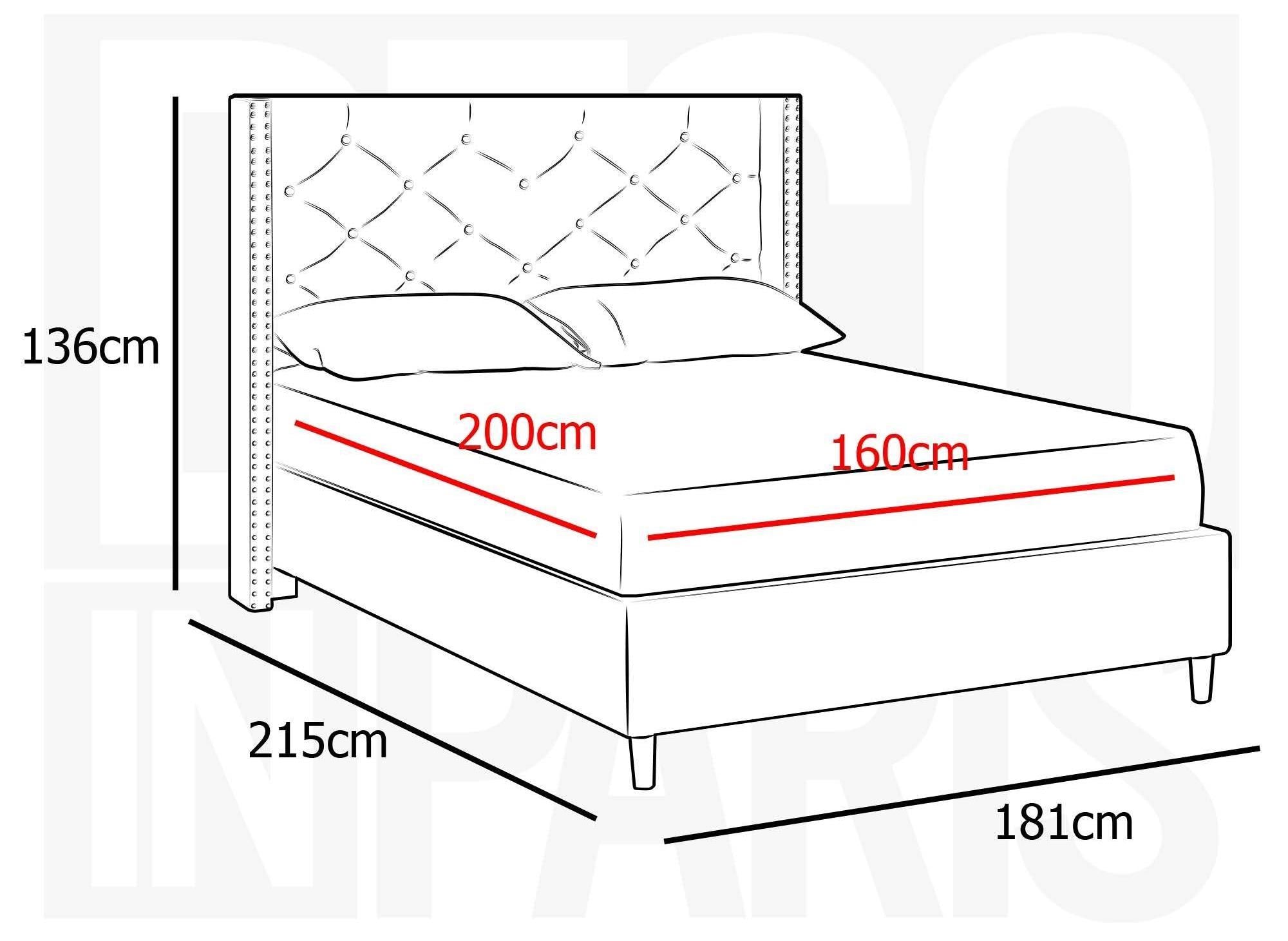 Lit double en tissu capitonné beige MARGOT 160x200 cm