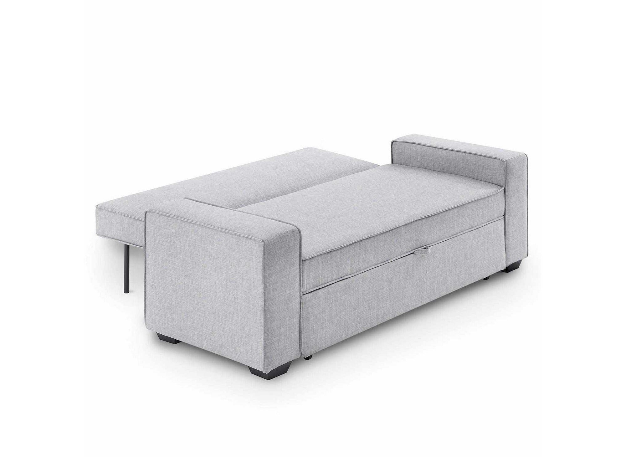 Canapé 3 places convertible en tissu gris clair JAMES
