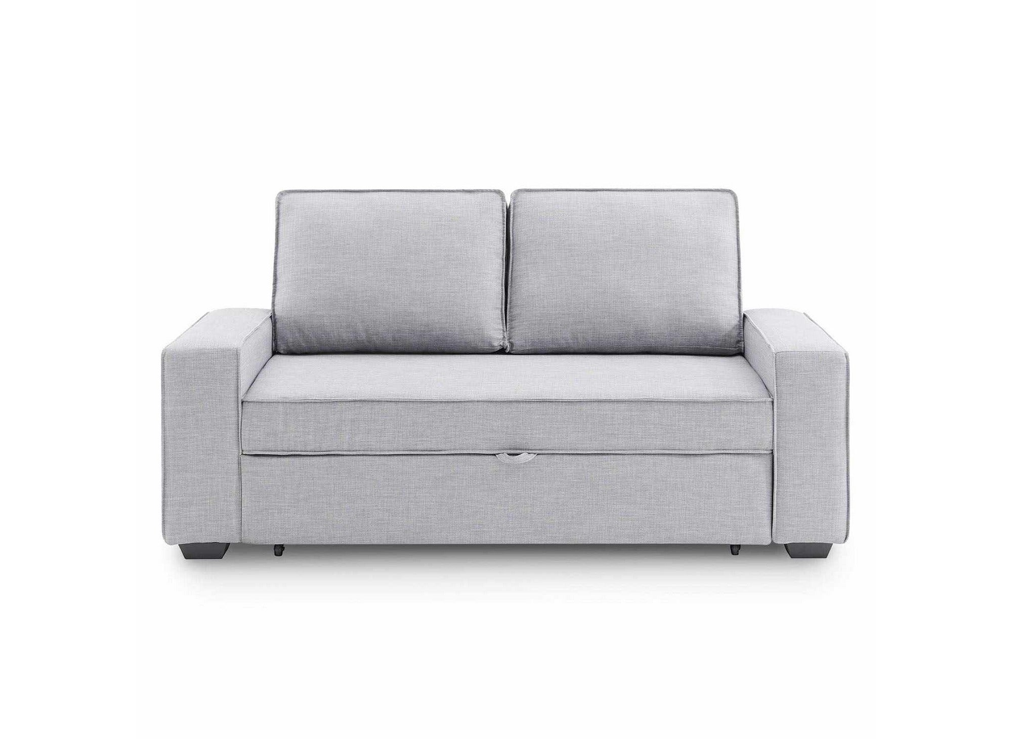 Canapé 3 places convertible en tissu gris clair JAMES