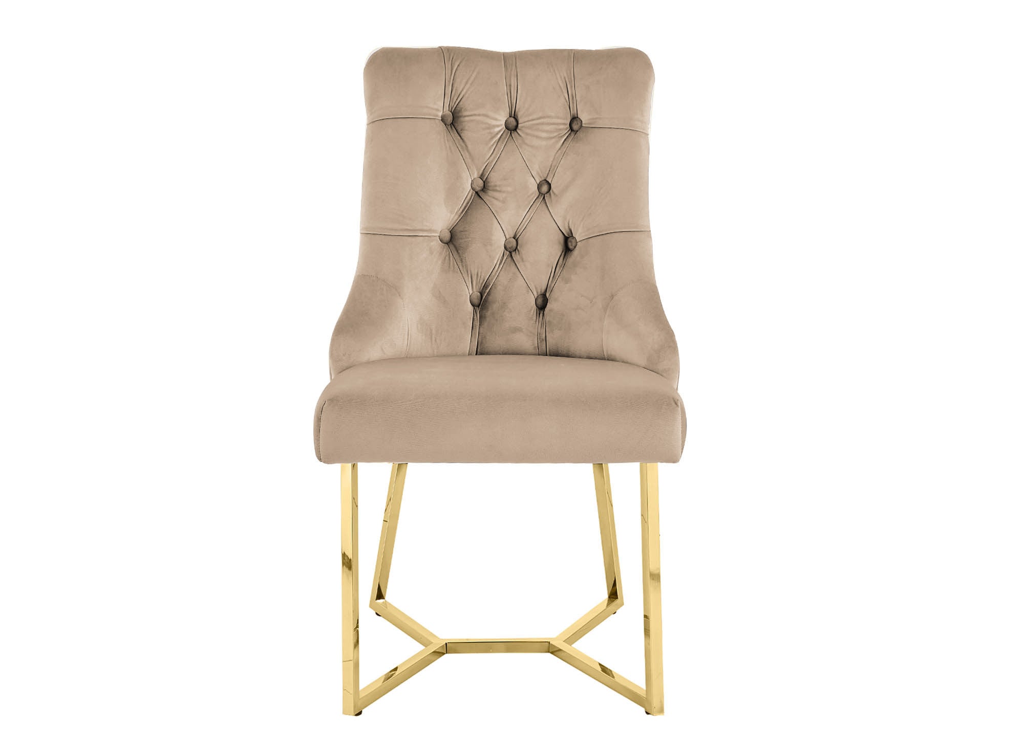 Lot de 2 chaises en velours beige pieds en métal doré KIERA