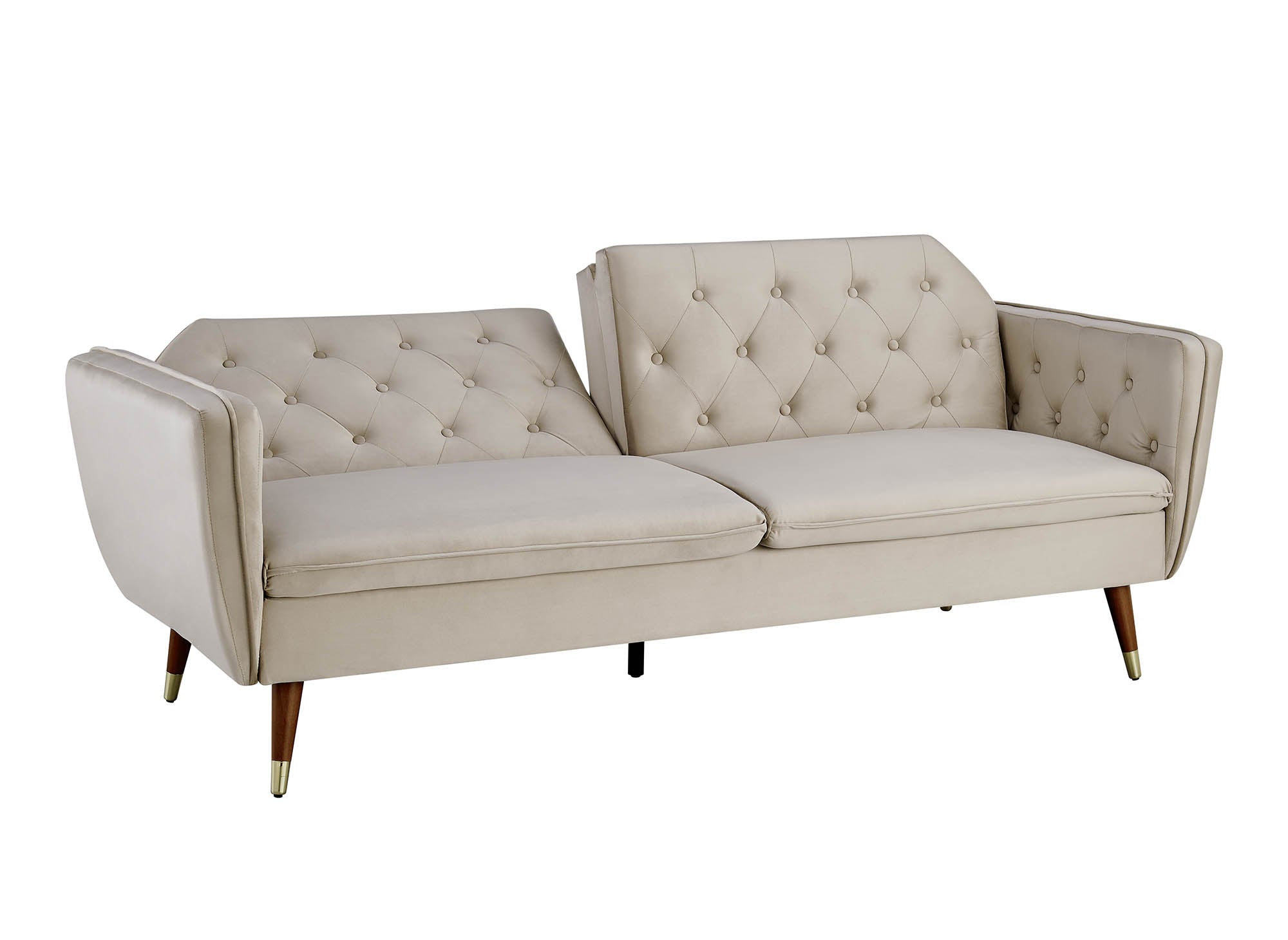 Canapé clic-clac convertible 3 places en tissu velours beige ARIANE