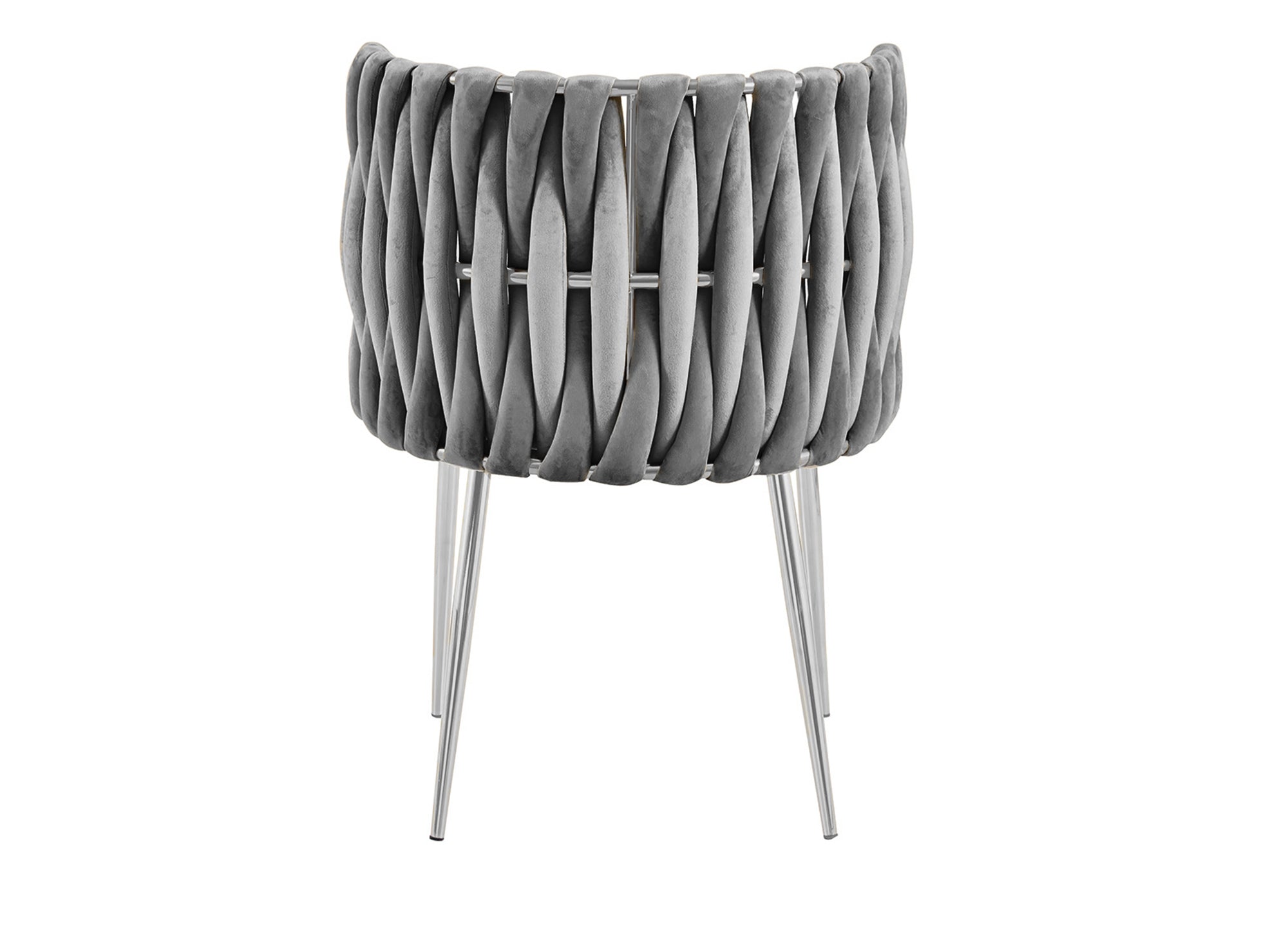 Lot de 2 chaises en velours gris pieds en métal argenté POLO