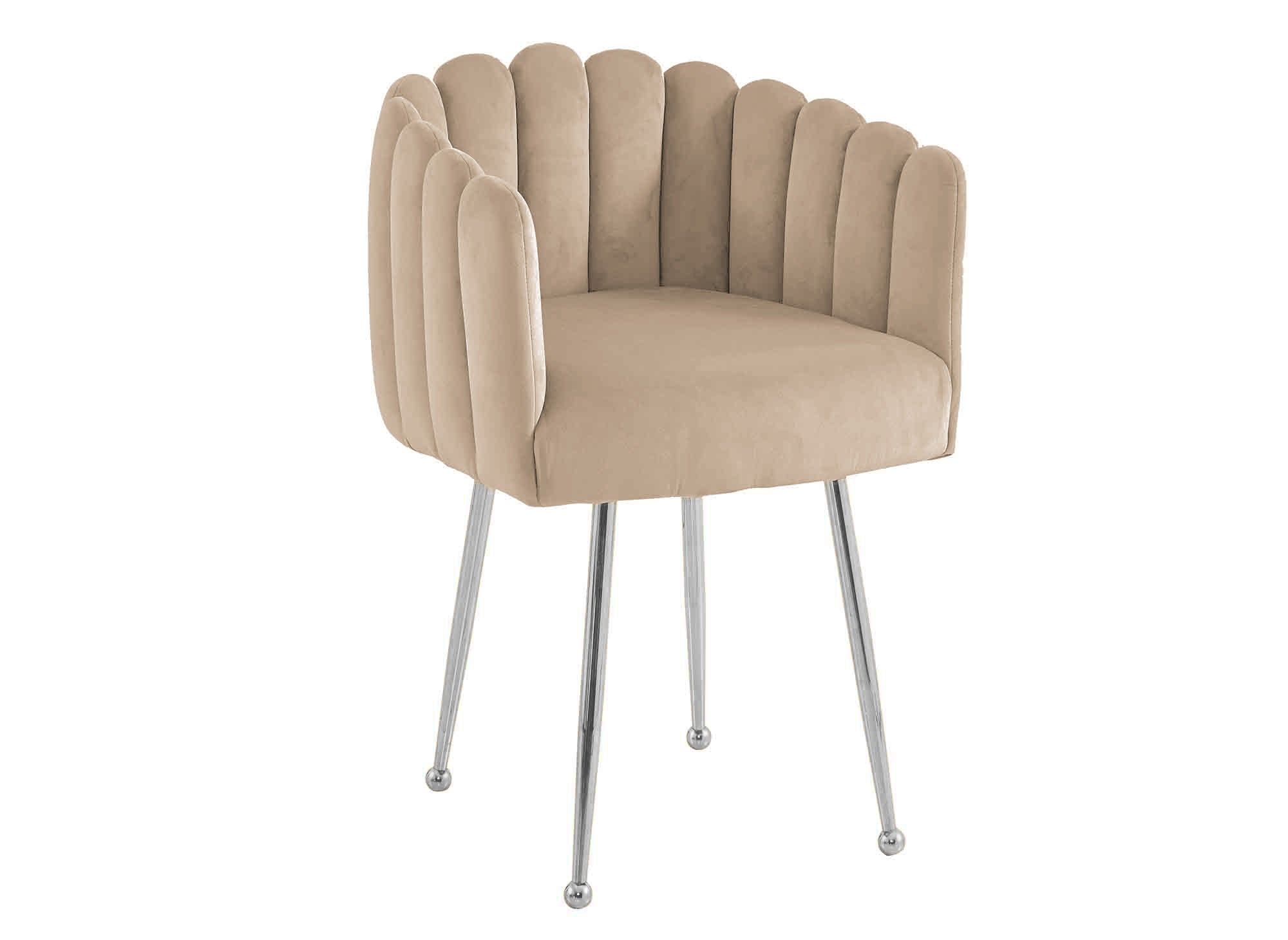 Chaise en velours beige pieds en métal argenté HAYDEN