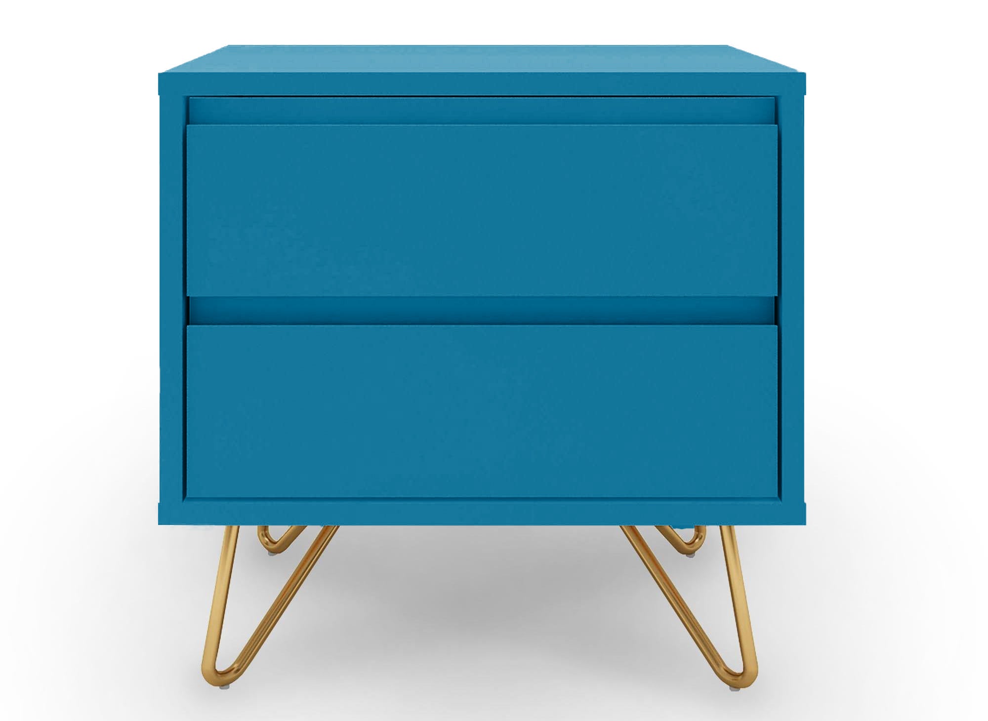 Table de chevet 2 tiroirs bleu canard DARINA