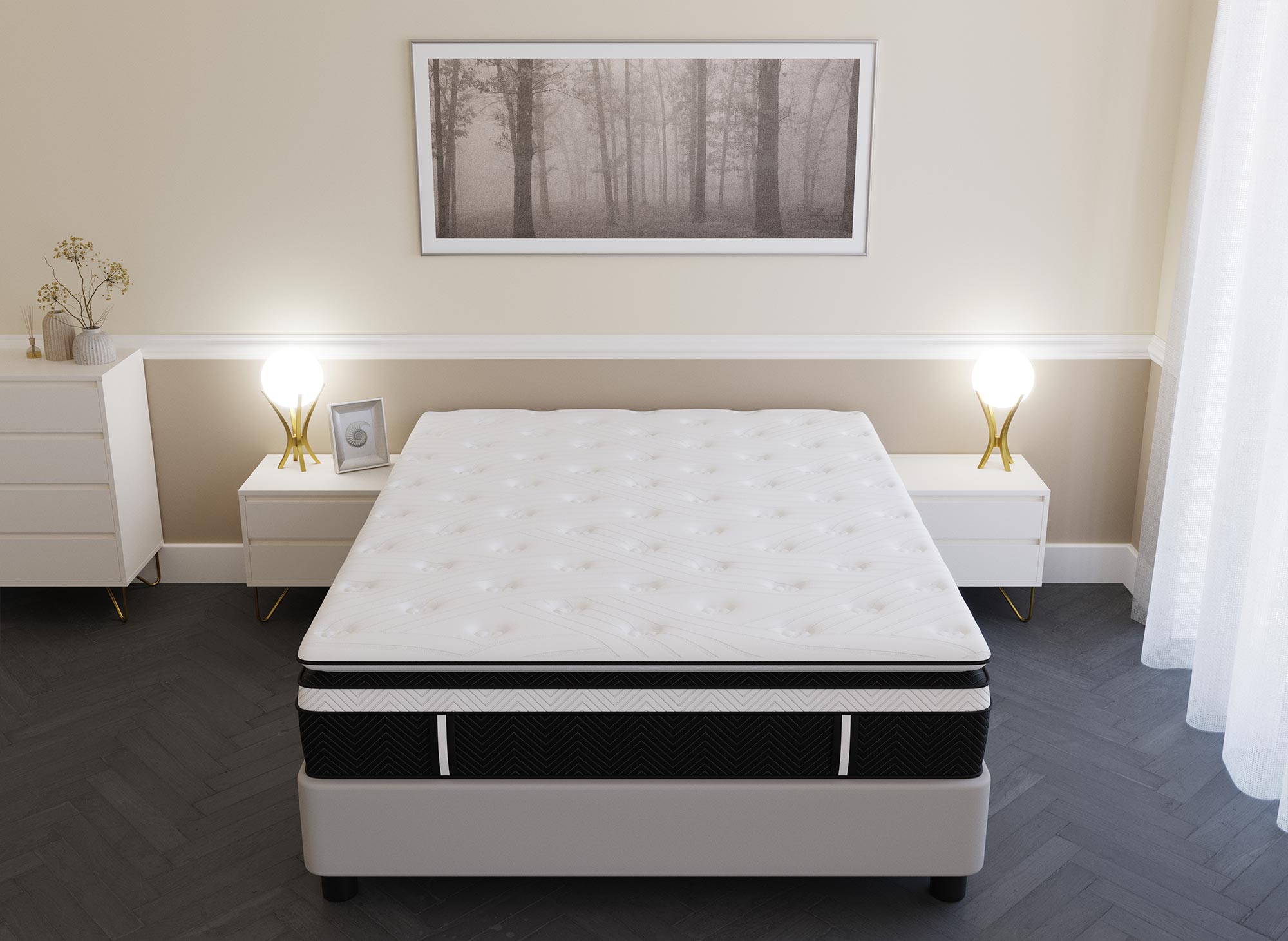 Matelas hybride mémoire de forme 140 x 190 cm épaisseur 35 cm - CLOUDY