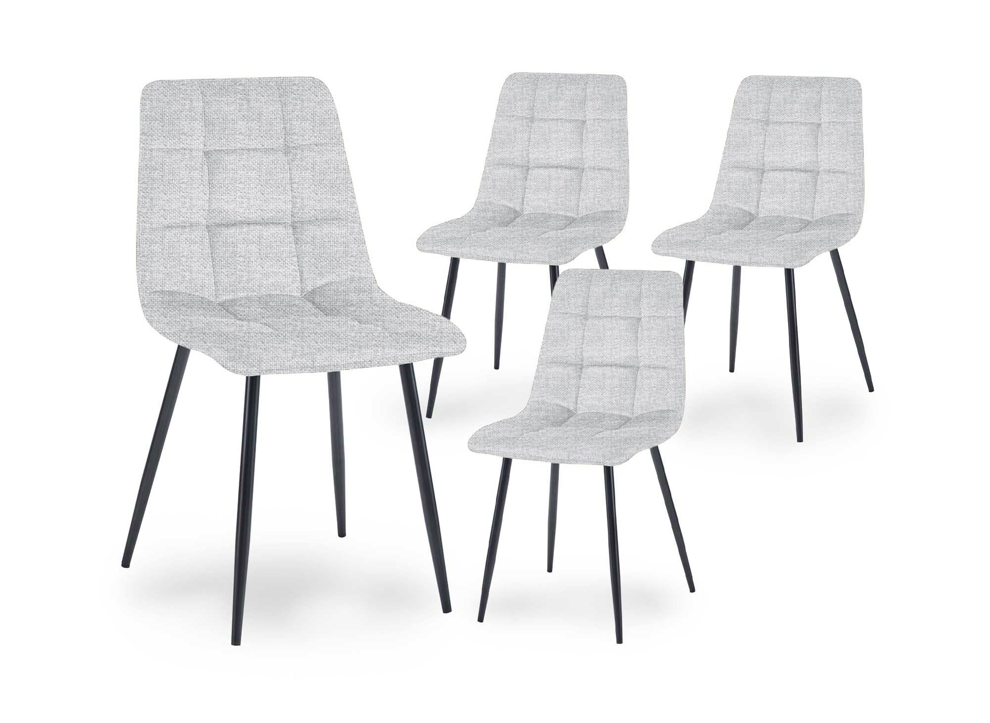 Lot de 4 chaises en tissu gris clair capitonné JEREMI