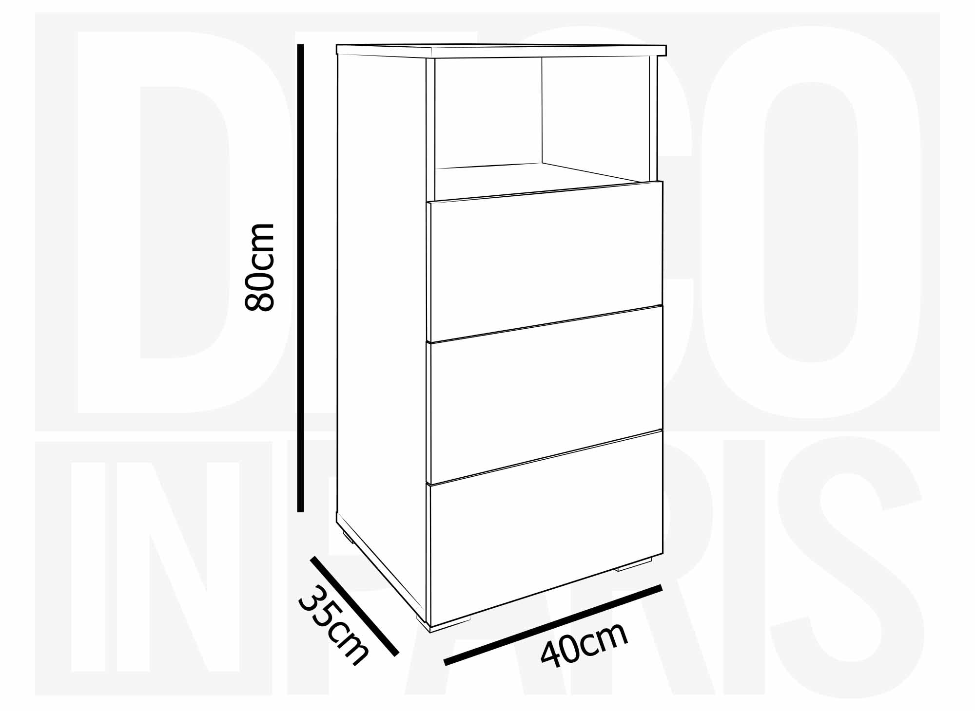 Meuble à chaussures 3 tiroirs et 1 niche blanc BAKI