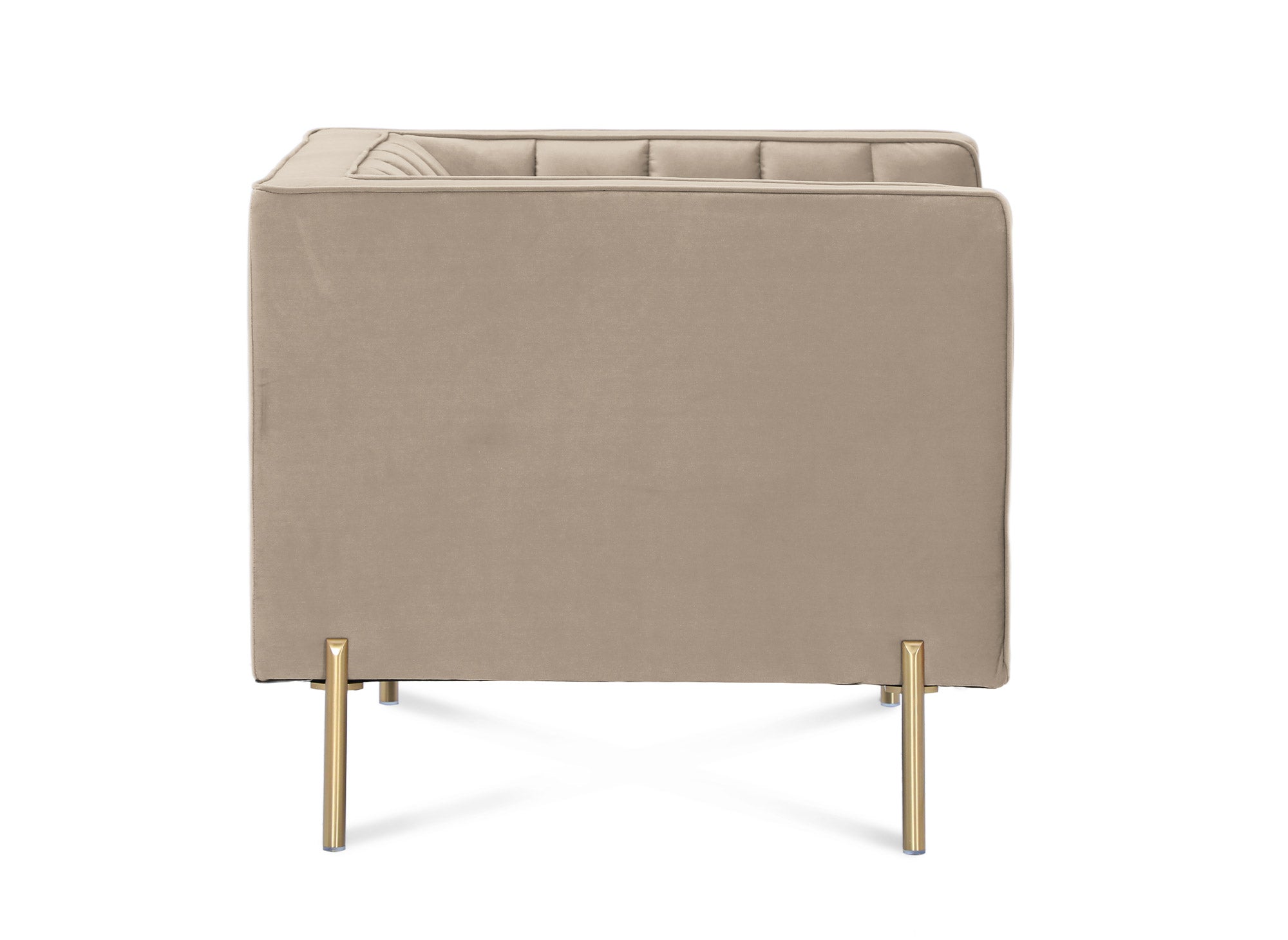 Fauteuil moderne en velours beige pieds doré ROBY