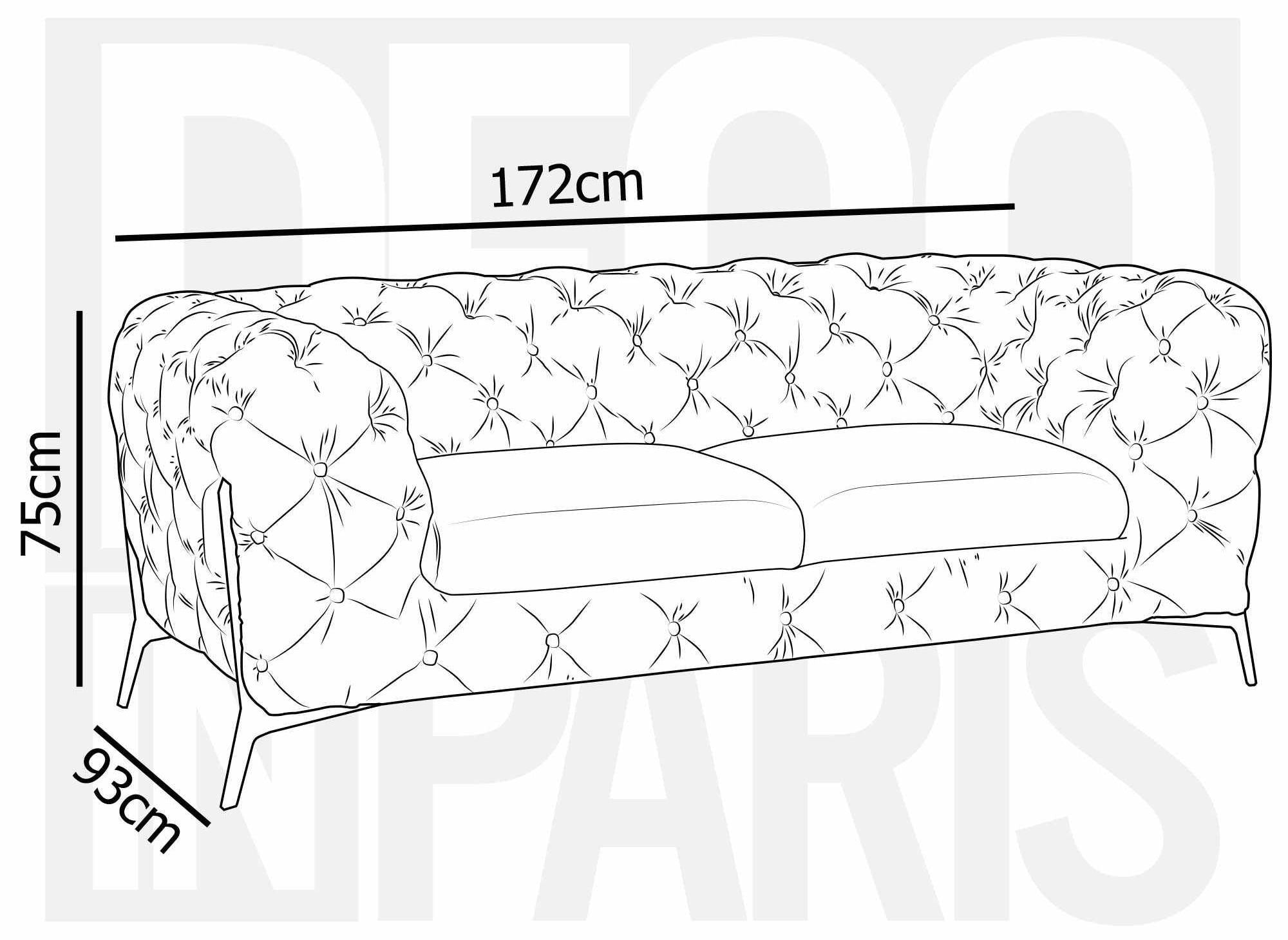 Canapé 2 places capitonné chesterfield velours beige CARMEN