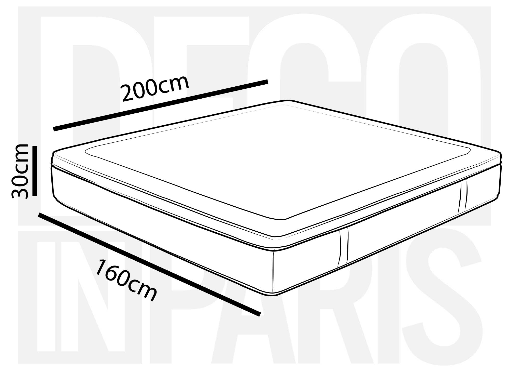 Matelas hybride ressorts ensachés 160 x 200 cm épaisseur 30 cm ASTRO