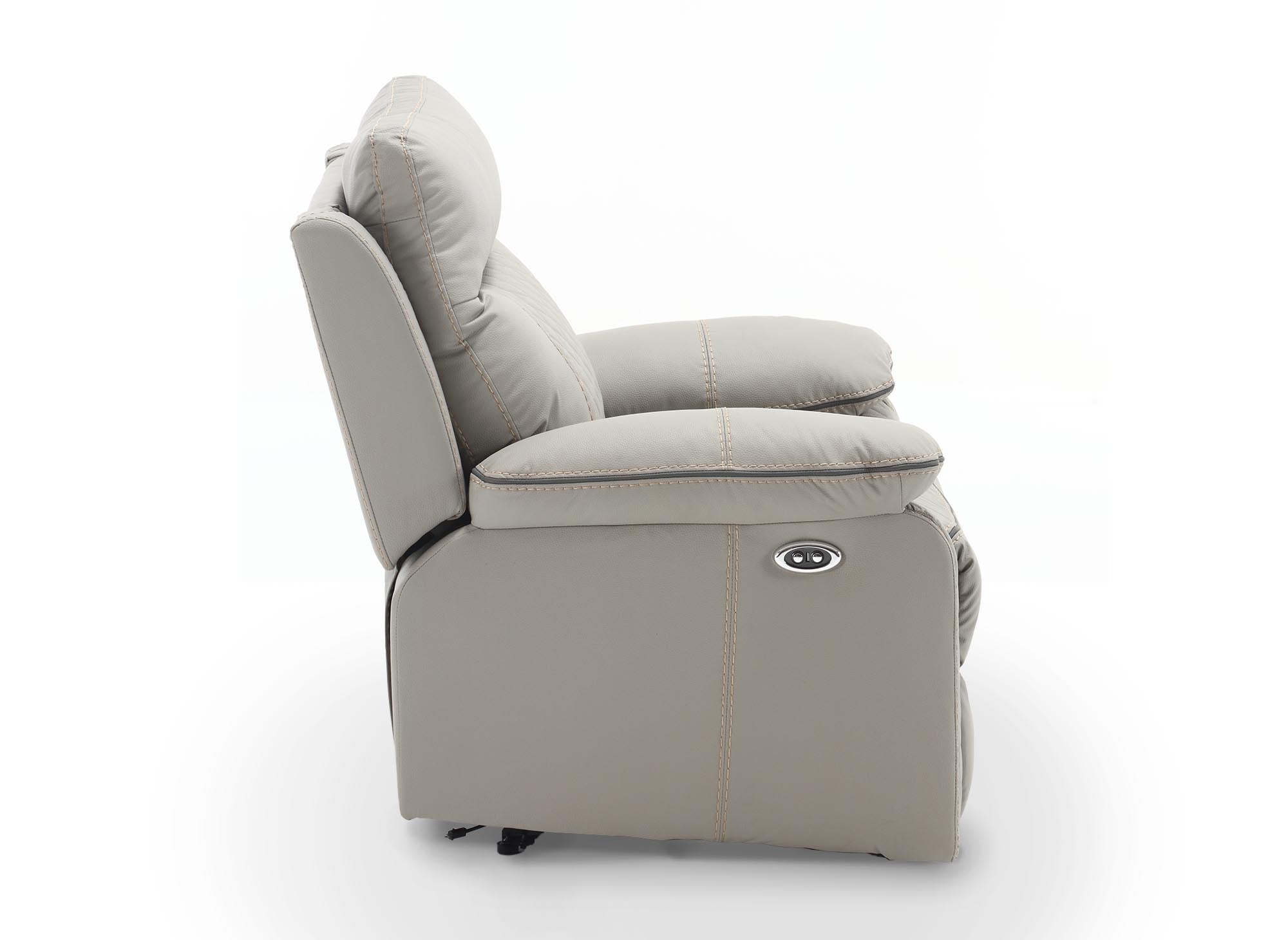 Fauteuil relax électrique en simili cuir gris clair ELISE