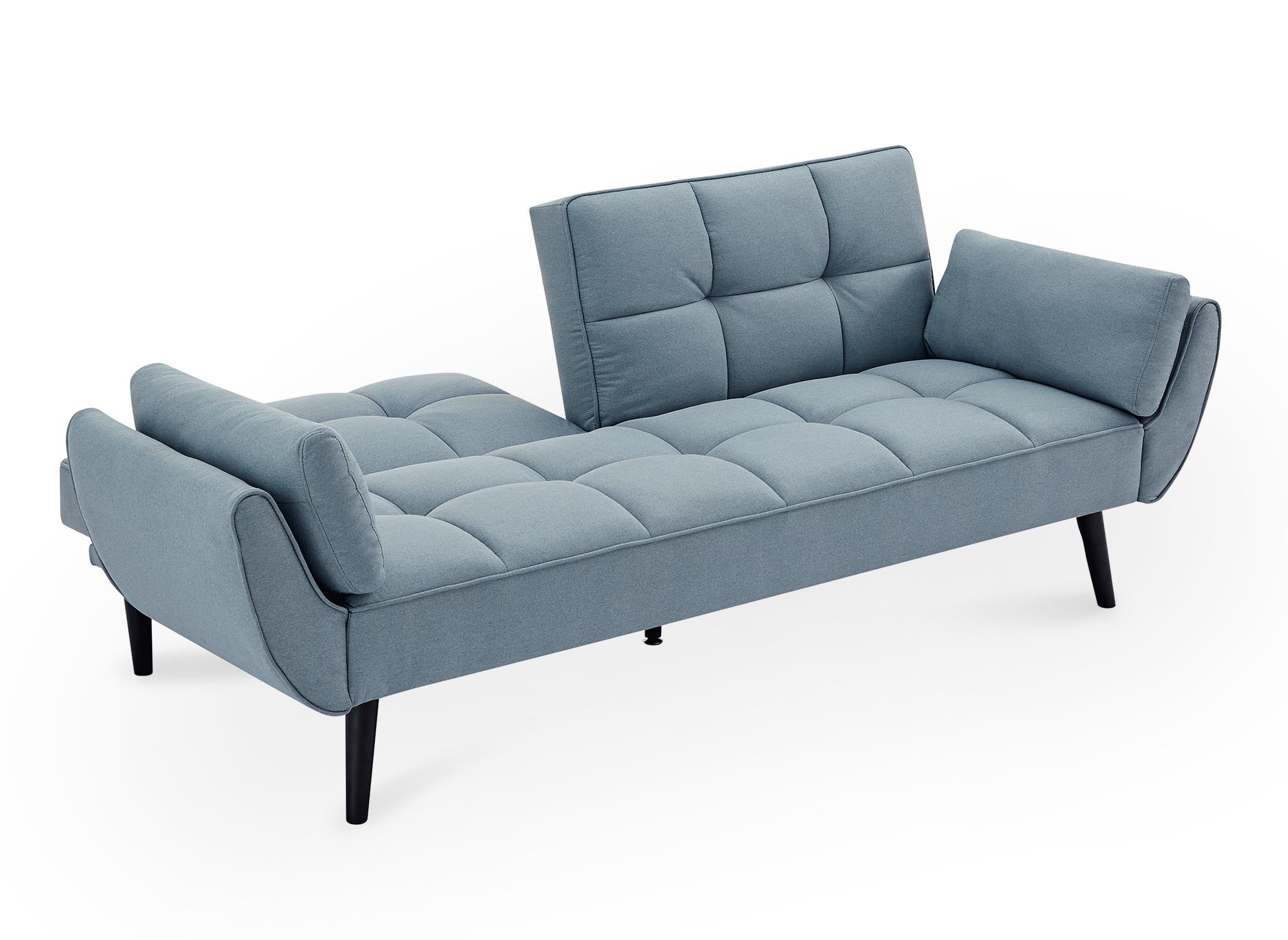 Canapé clic clac 3 places en tissu bleu aqua NARA