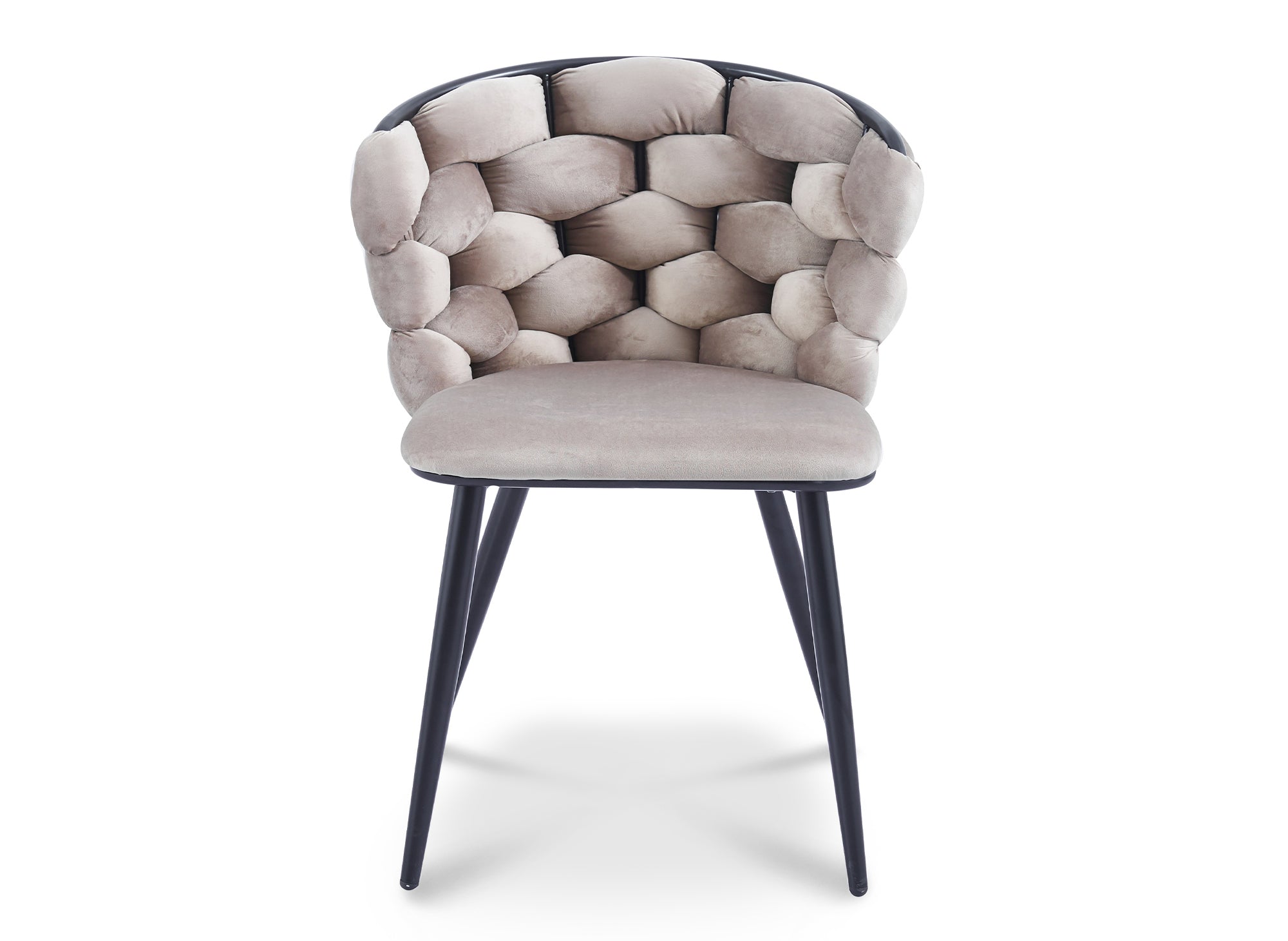 Lot de 2 chaises en velours taupe pieds en métal noir CECILE
