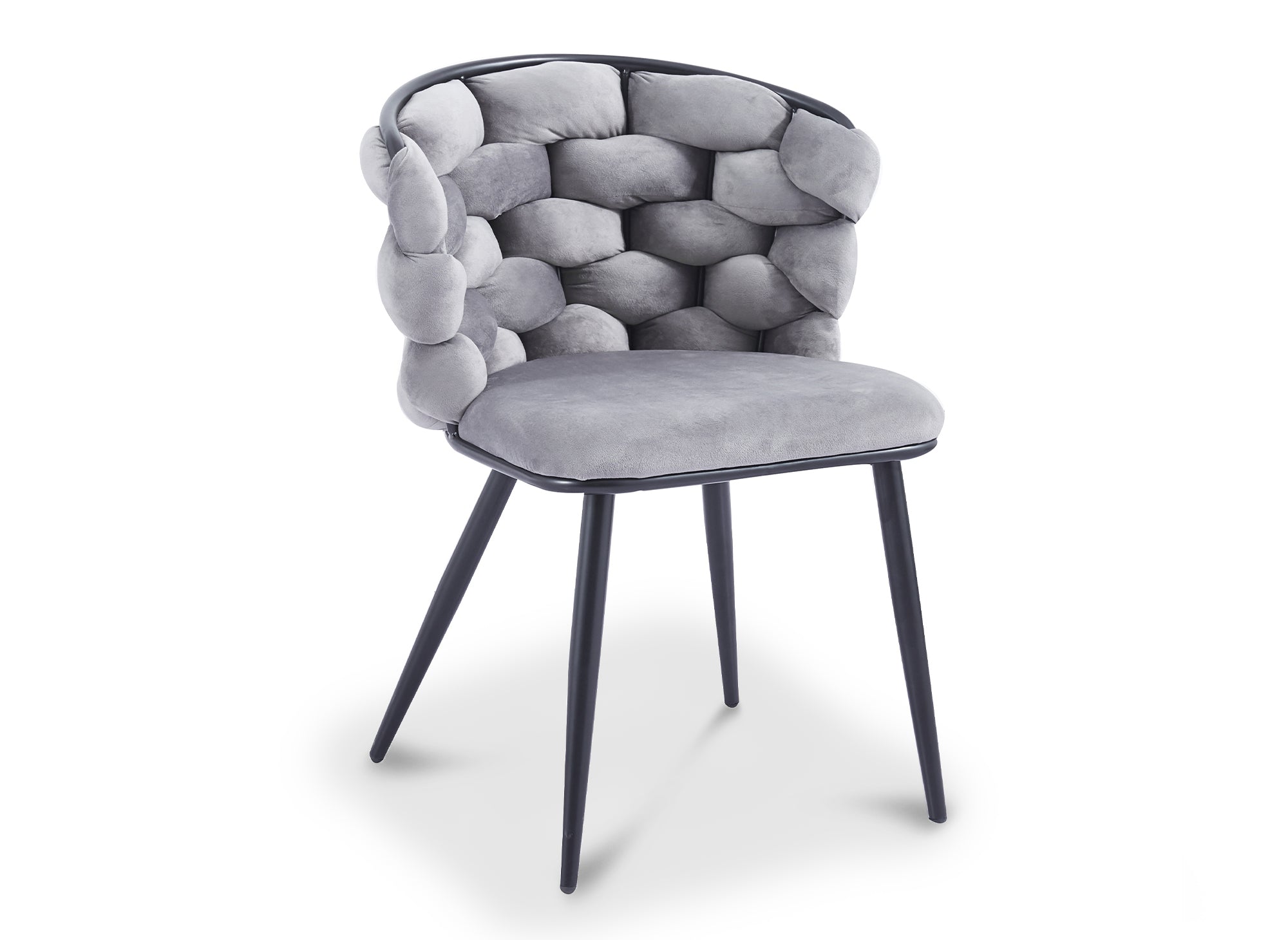 Lot de 2 chaises en velours gris pieds en métal noir CECILE