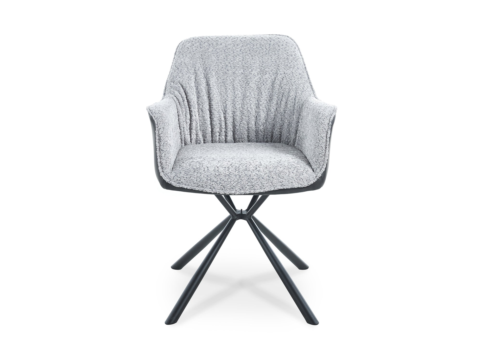 Lot de 2 chaises avec accoudoir tissu bouclette et simili cuir gris PIRO