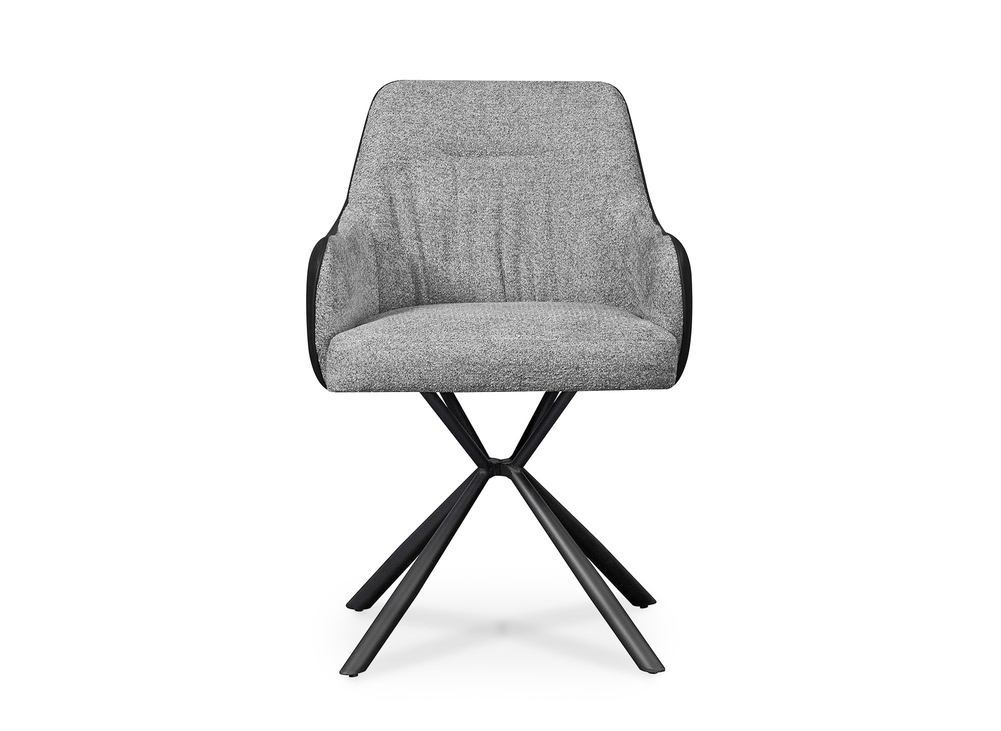 Lot de 2 chaises avec accoudoirs en tissu et simili cuir gris DOMY