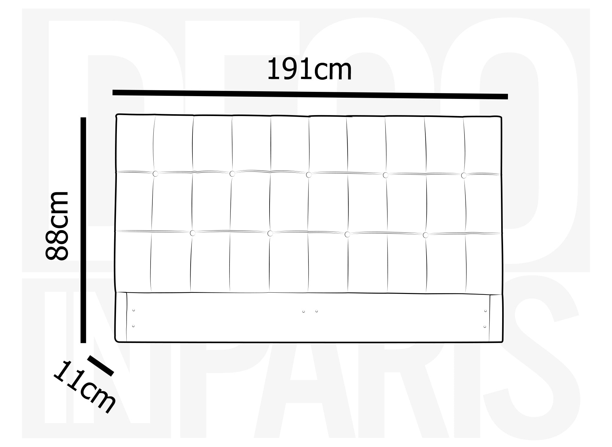 Tête de lit capitonnée en tissu gris 180 cm DOMICE
