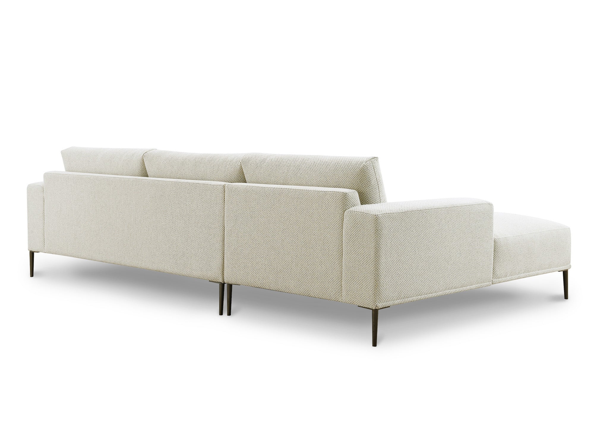 Canapé d'angle avec méridienne en tissu beige ARNOLD - Angle Gauche