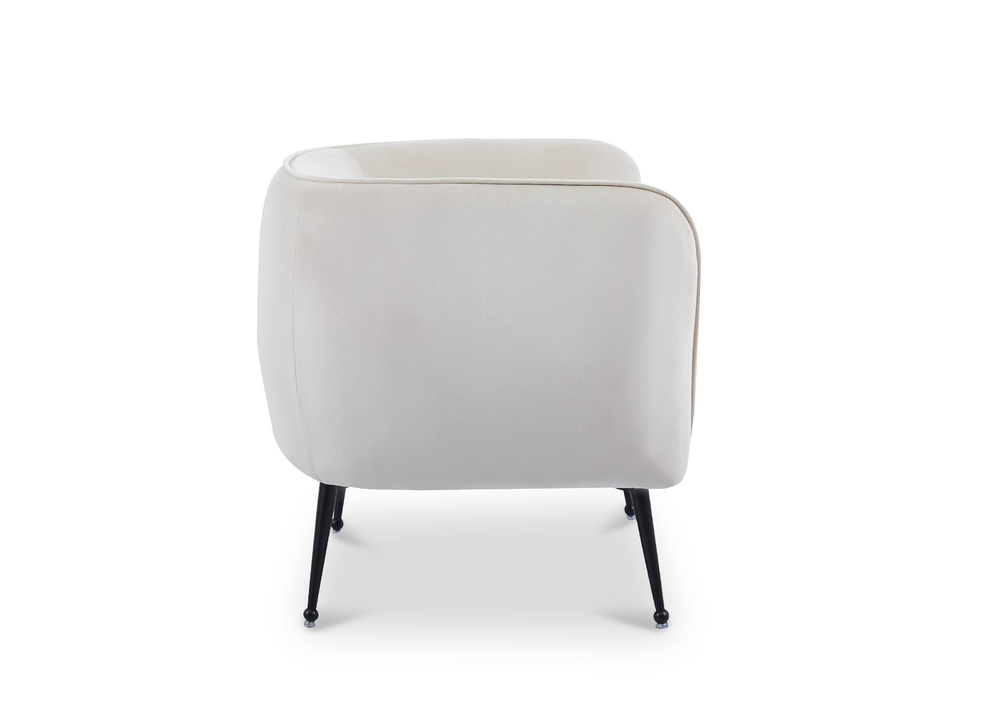 Fauteuil cabriolet en velours beige pieds noir PERRY