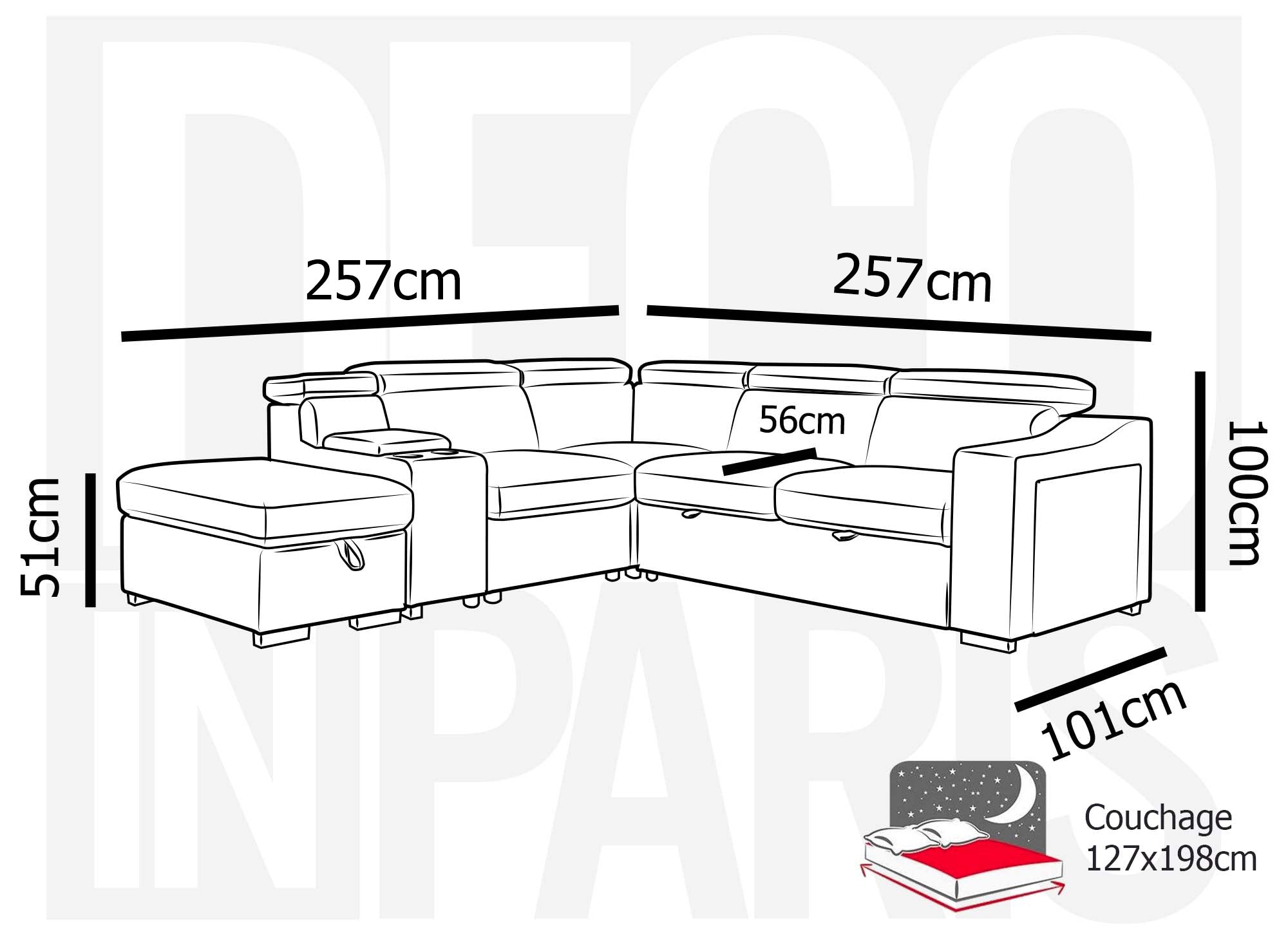 Canapé d'angle convertible en tissu gris foncé DEREK XL - Angle gauche