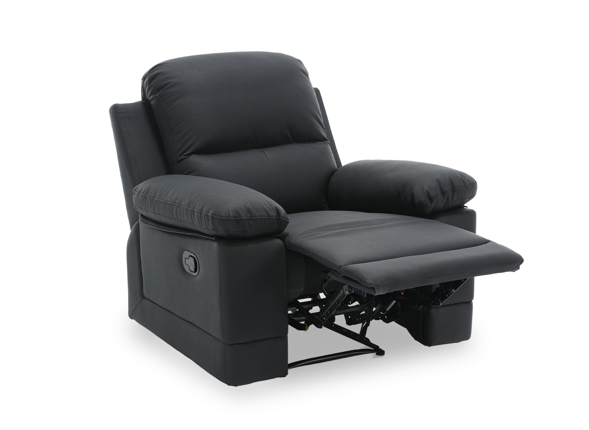 Fauteuil relax manuel en simili cuir noir DANY