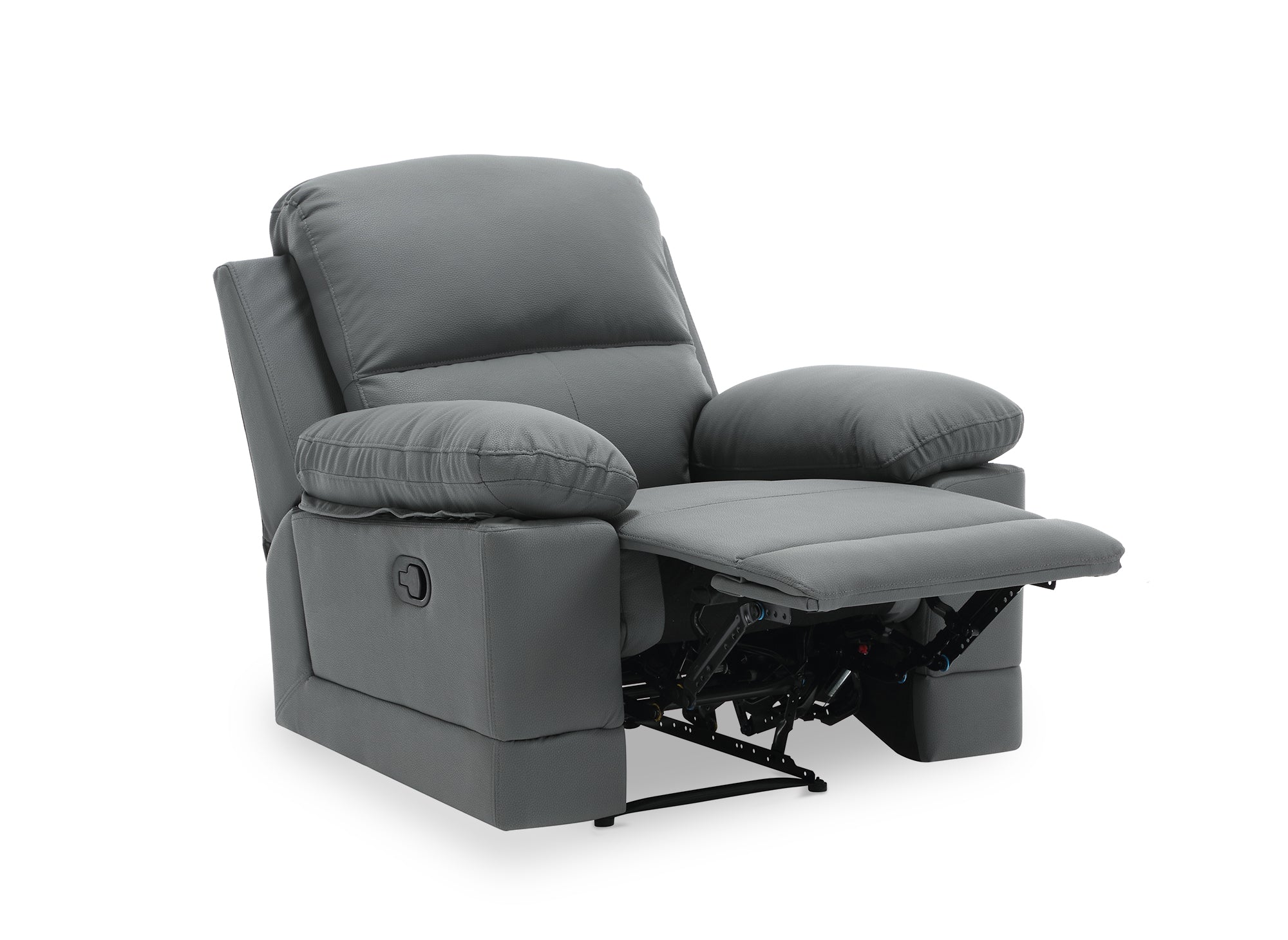 Fauteuil relax manuel en simili cuir gris foncé DANY