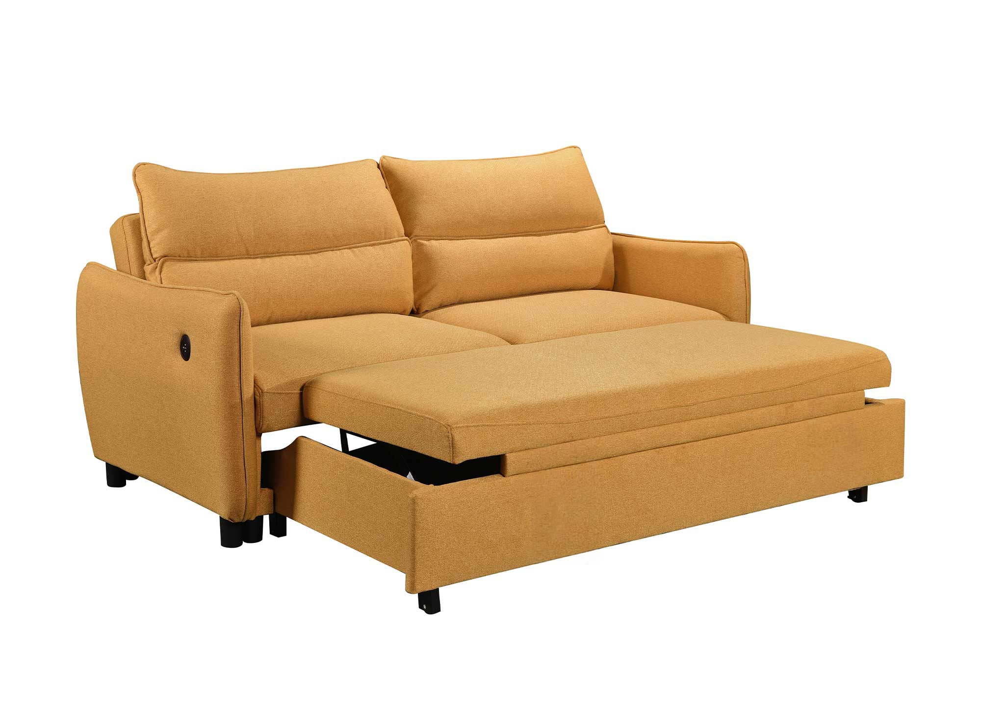Canapé convertible 3 places en tissu jaune ZADIG