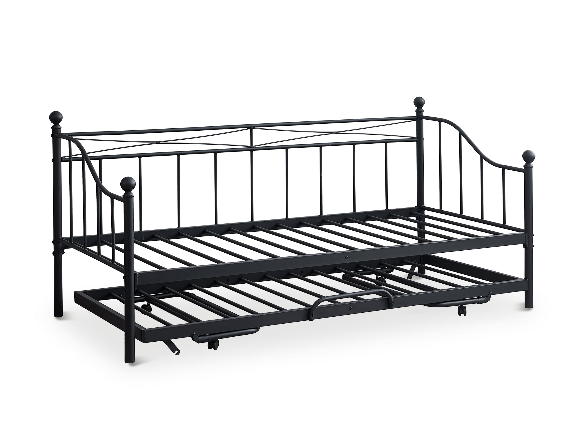 Lit banquette gigogne en métal noir ALICIA 90 x 190 cm