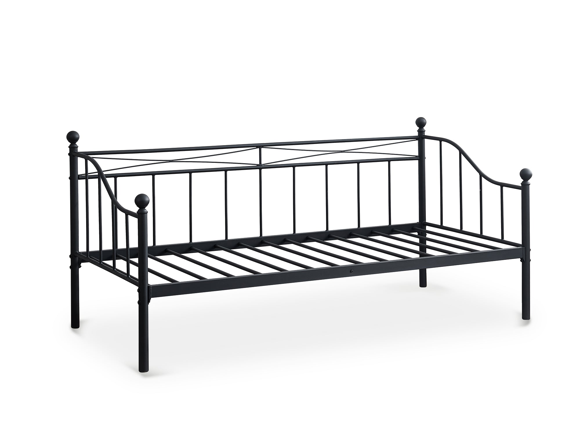 Lit banquette gigogne en métal noir ALICIA 90 x 190 cm