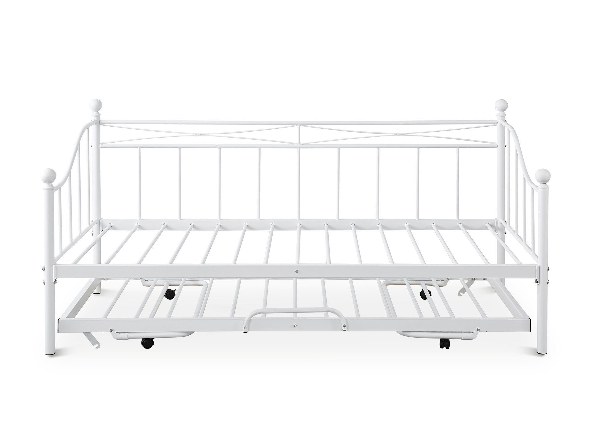 Lit banquette gigogne en métal blanc ALICIA 90 x 190 cm