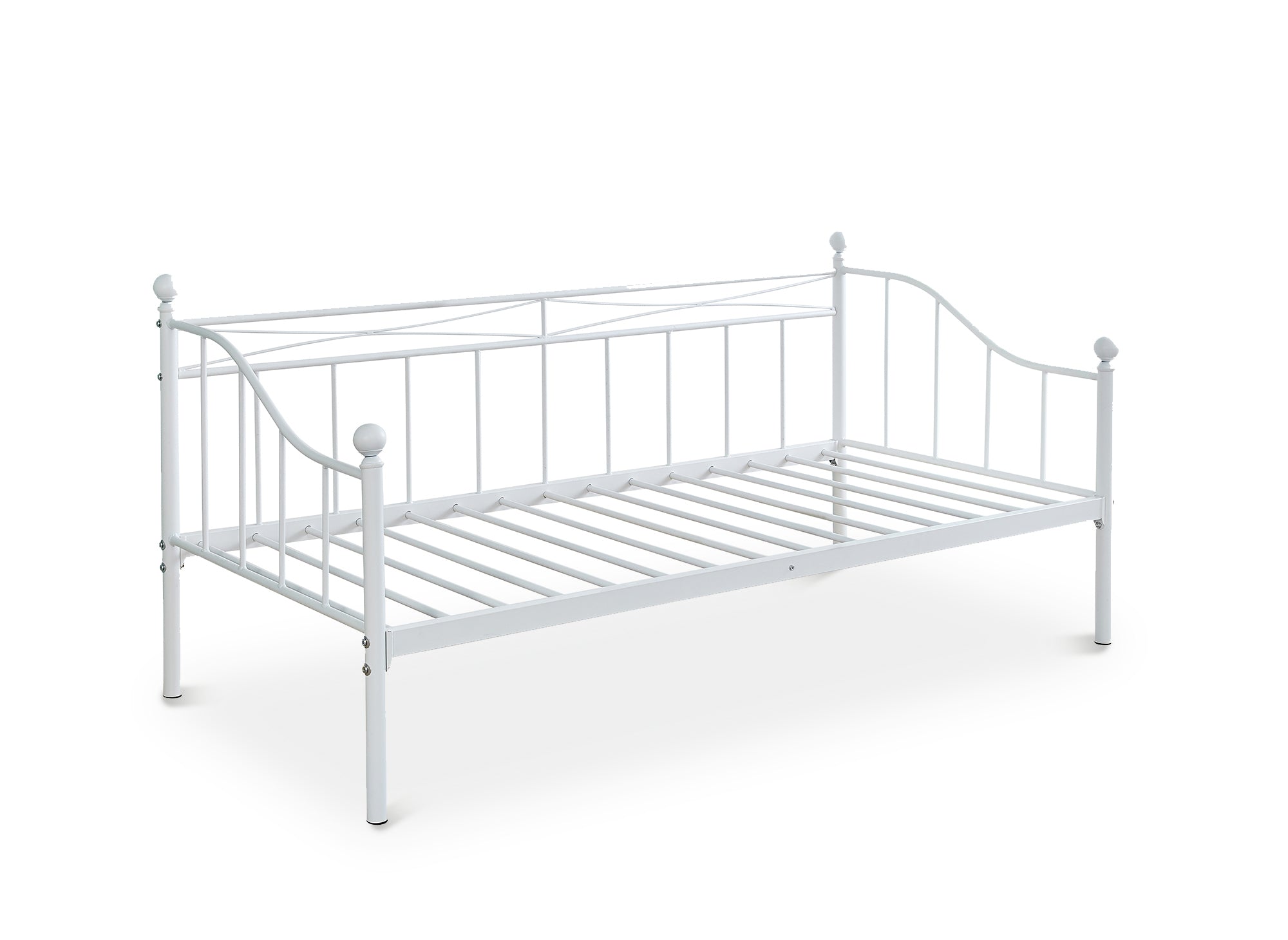 Lit banquette gigogne en métal blanc ALICIA 90 x 190 cm