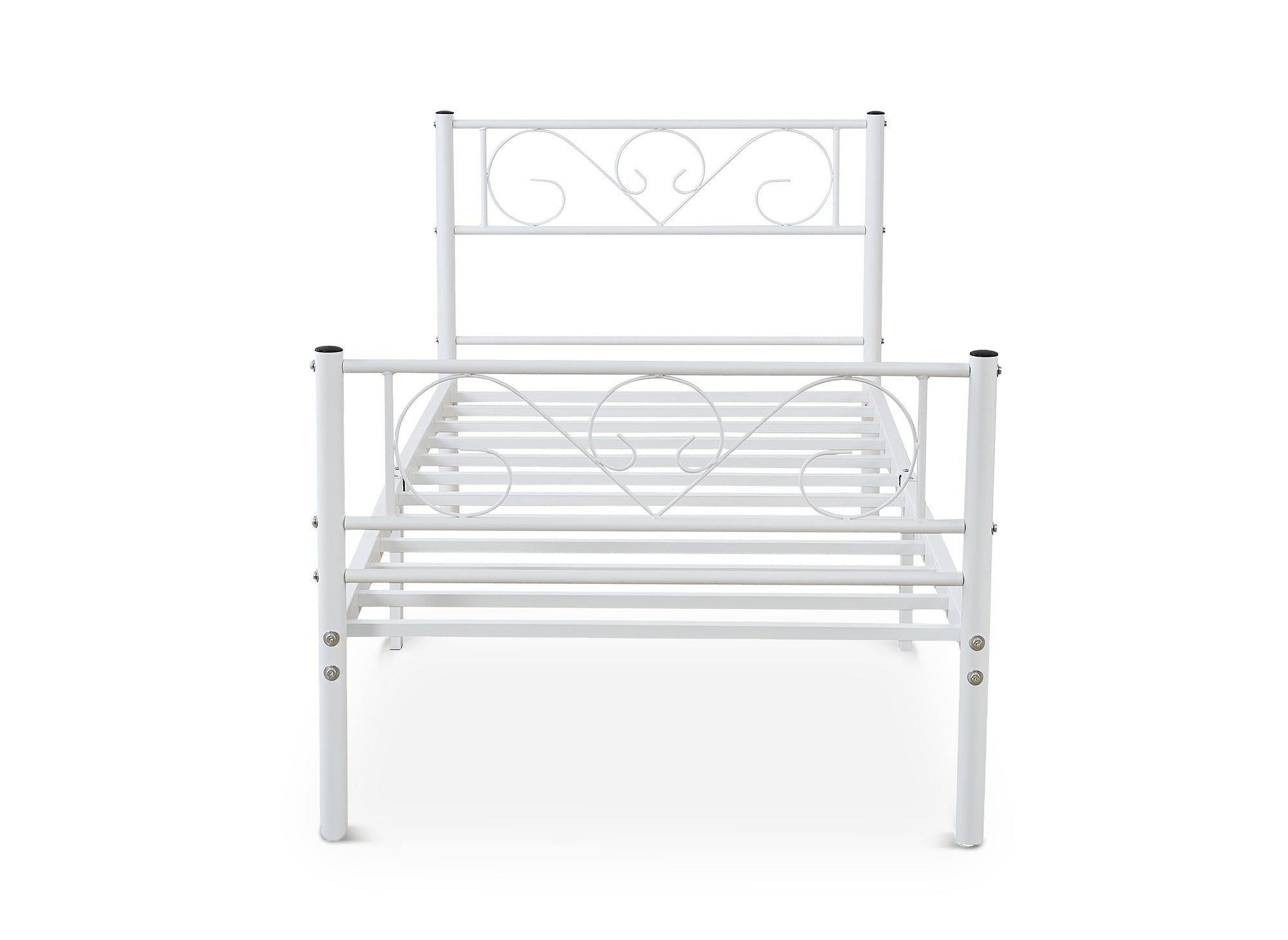 Lit simple en métal blanc LUCINA 90 x 190 cm