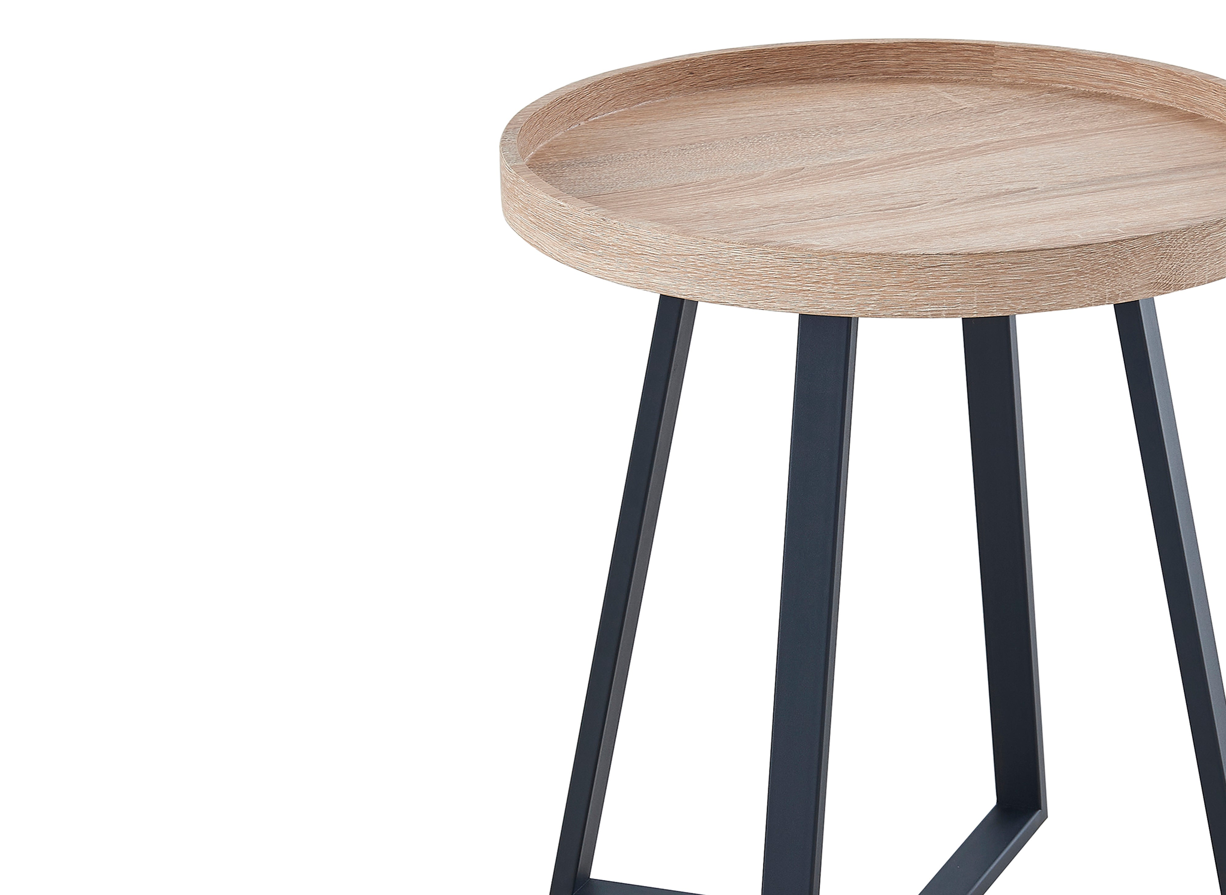 Table d'appoint ronde en bois et pieds en métal noir BRIYA
