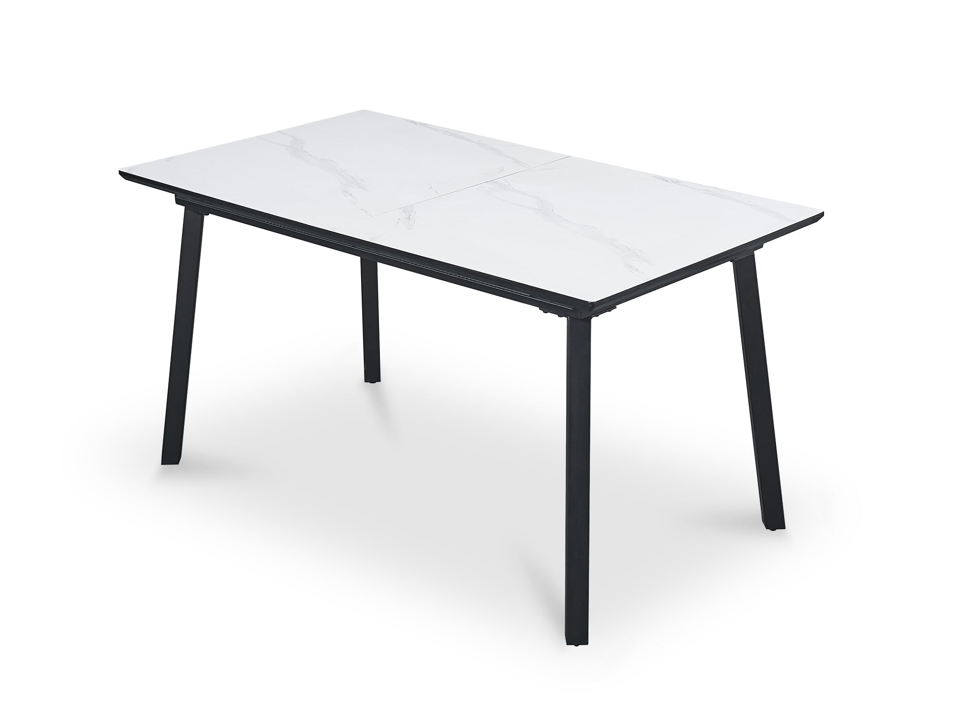 Table à manger rectangulaire extensible pieds métal blanc ELEA
