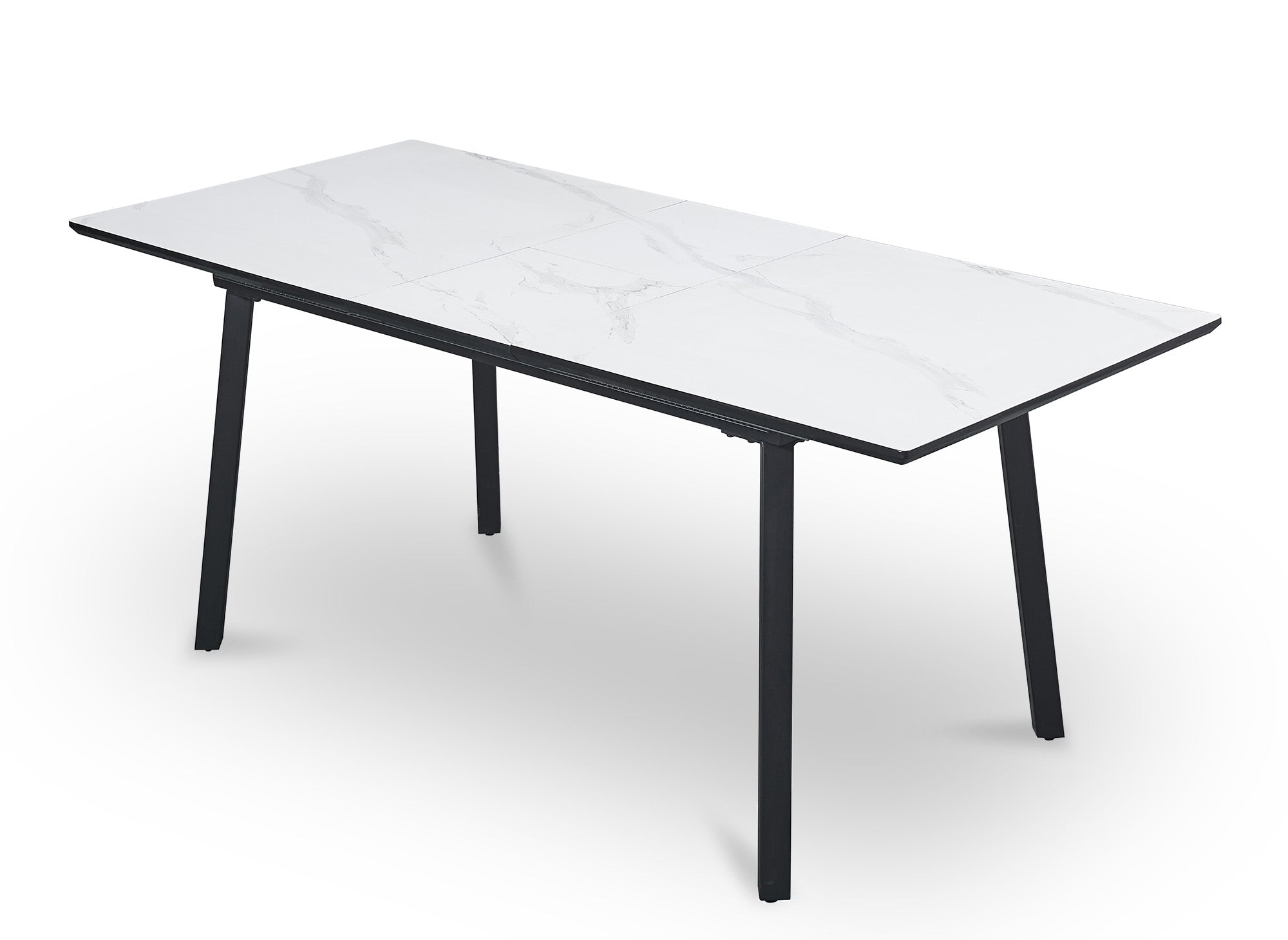 Table à manger rectangulaire extensible pieds métal blanc ELEA