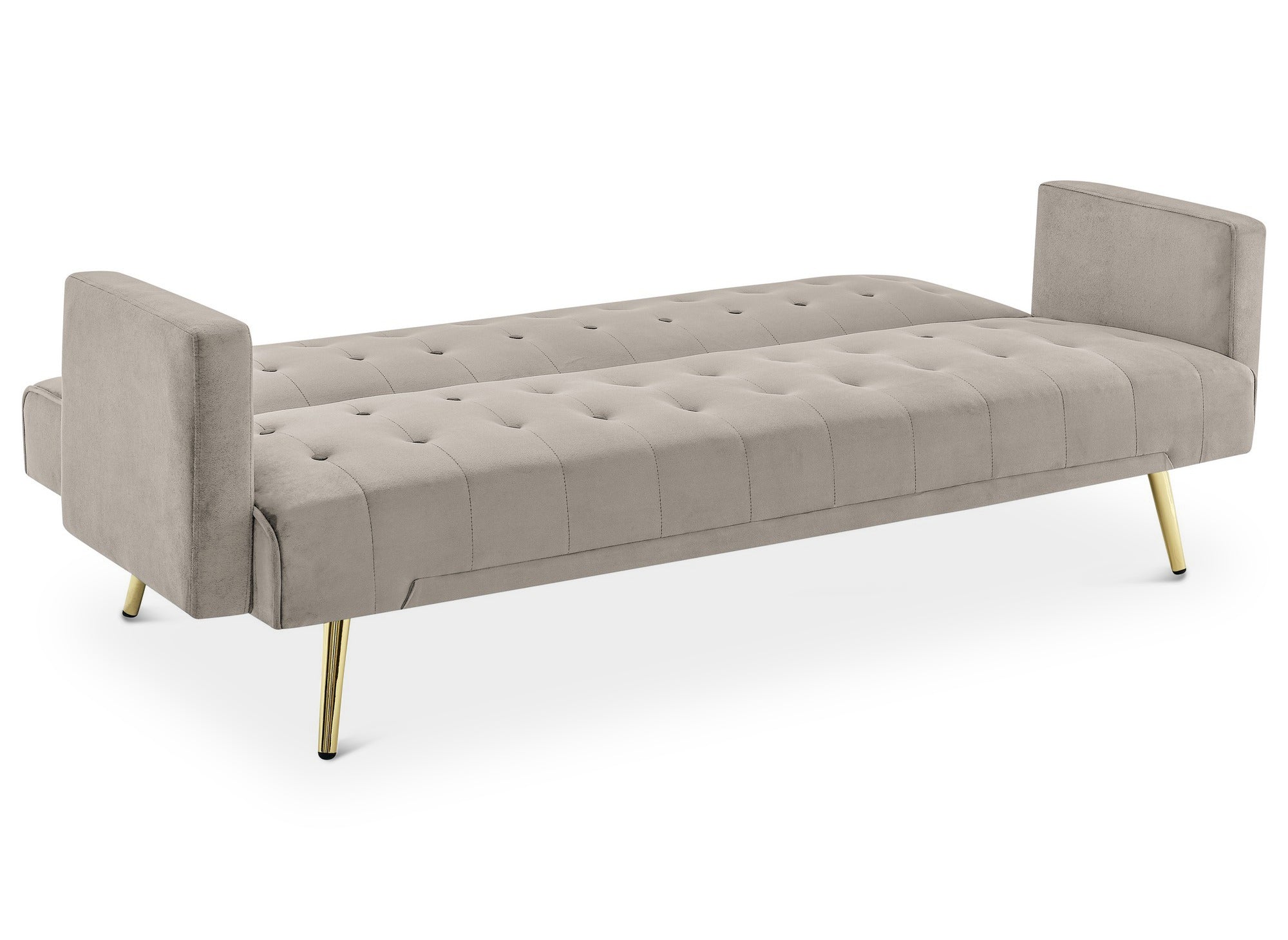 Canapé clic clac en velours beige avec pieds en métal doré CHICAGO