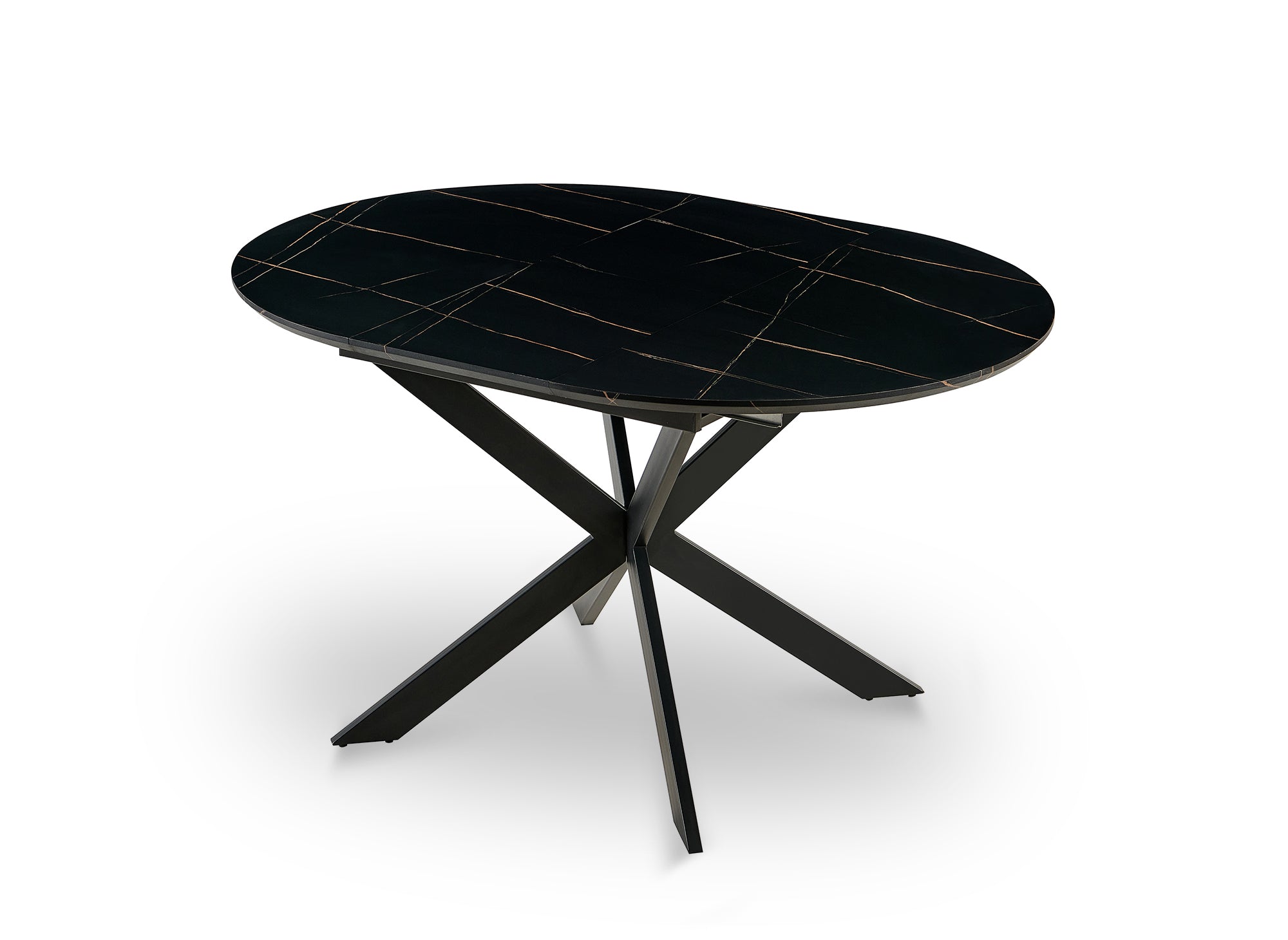 Table à manger ronde extensible noir KOBY