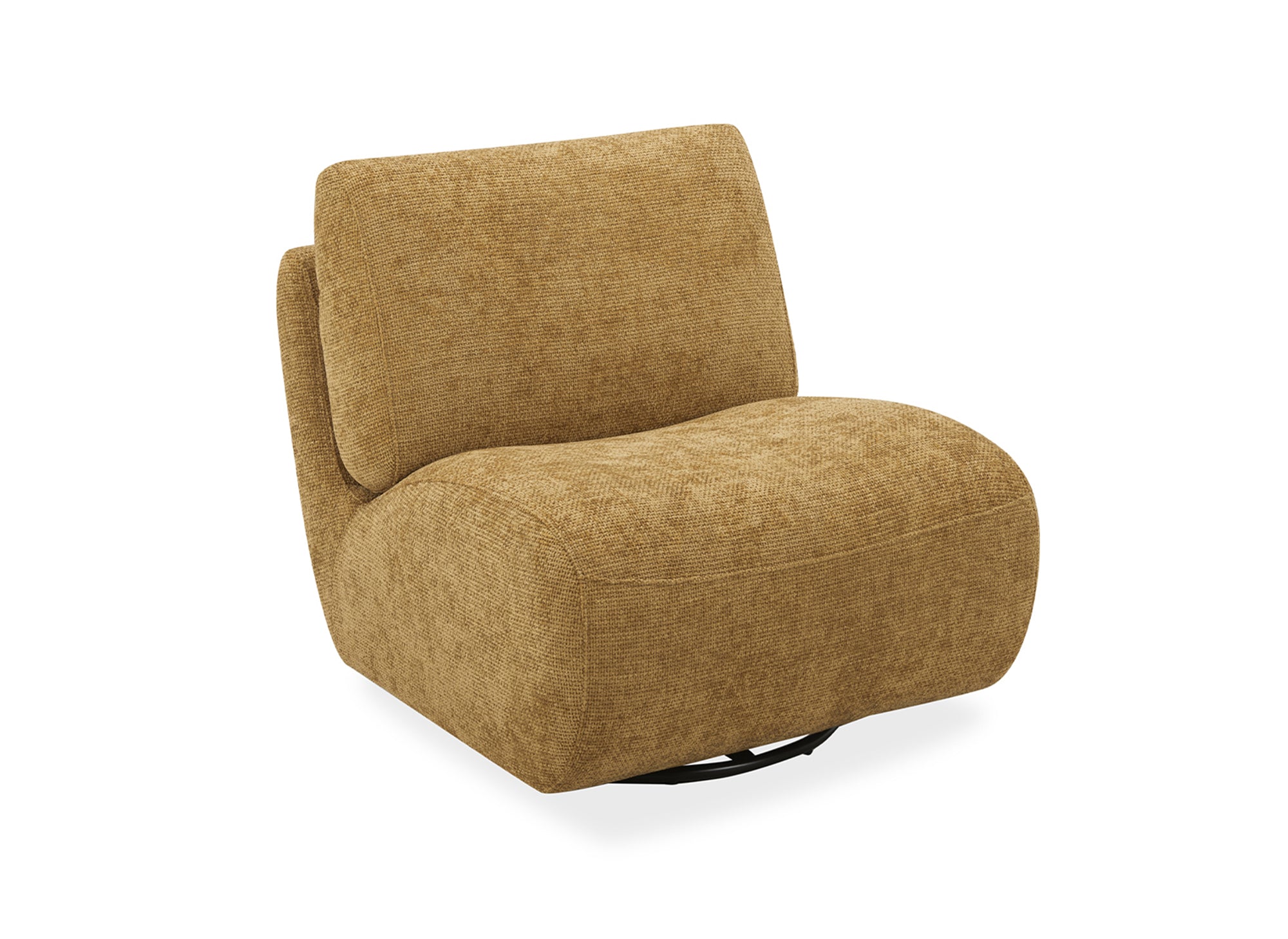 Fauteuil pivotant en velours chiné jaune TANGO