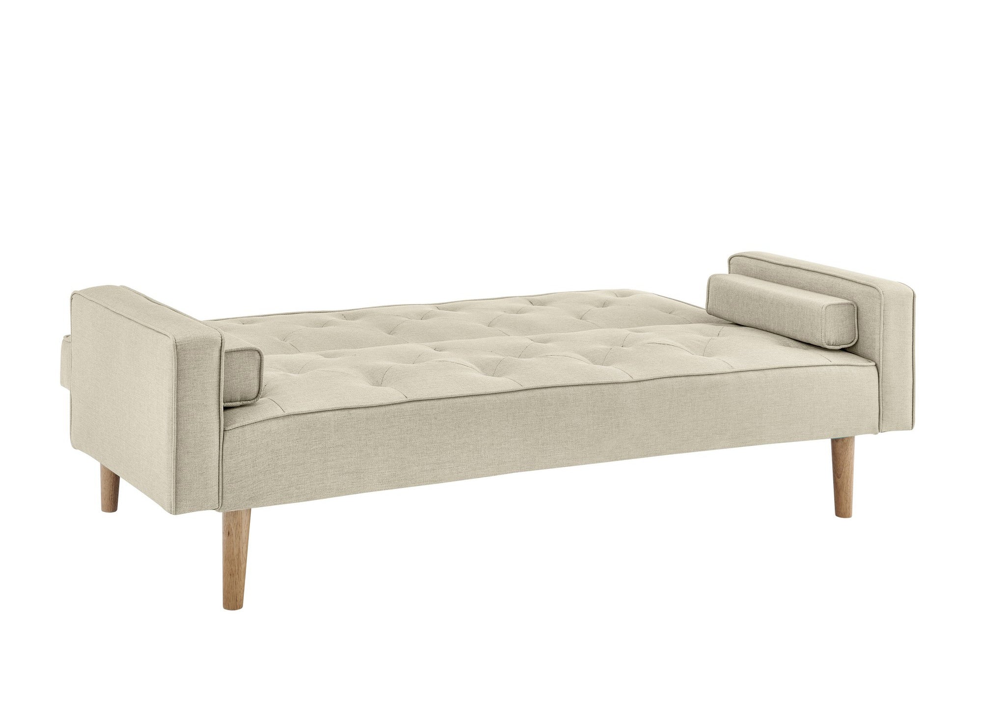 Canapé clic clac en tissu beige avec pieds en bois JAKARTA