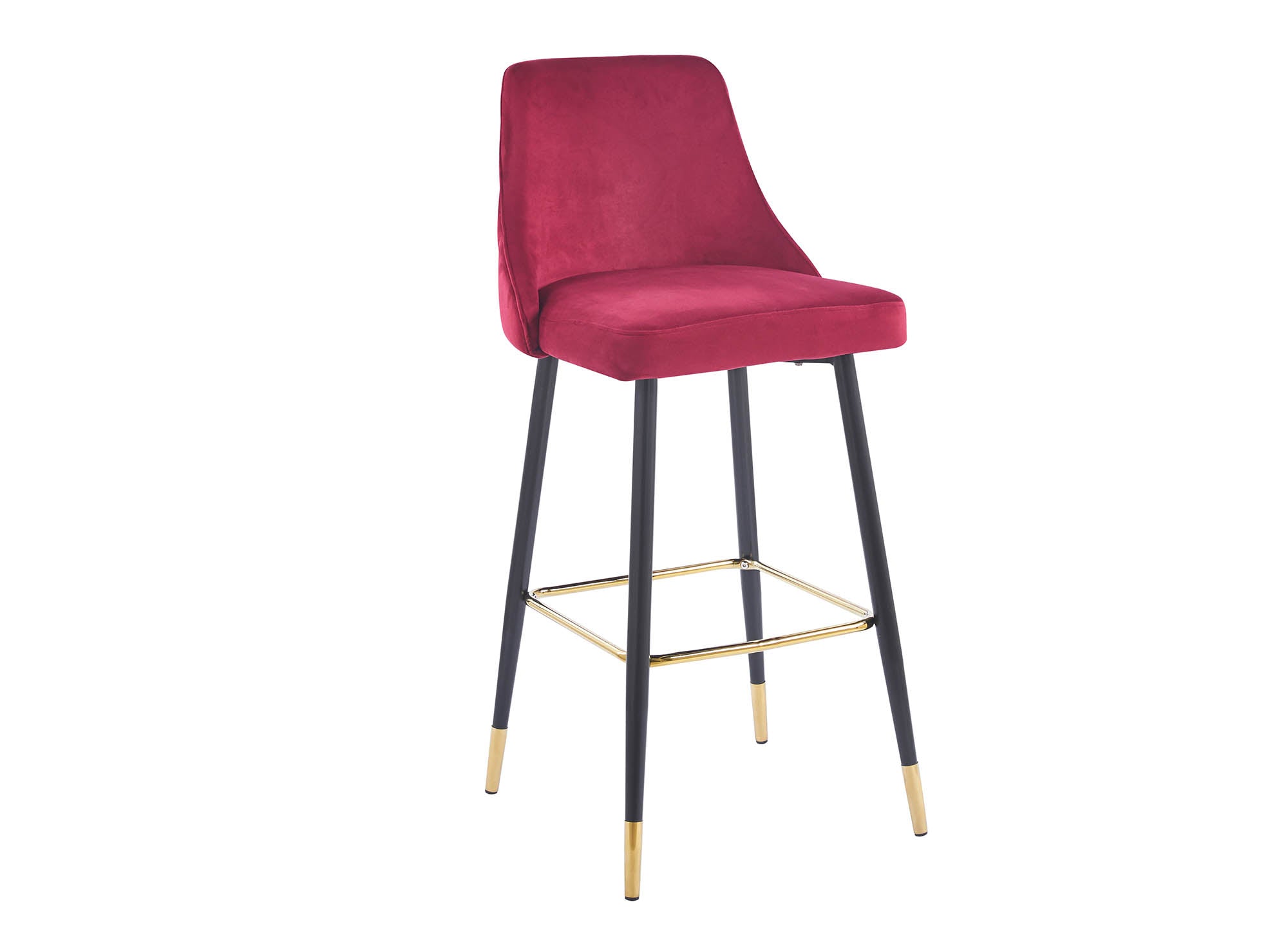 Lot de 2 tabourets de bar en velours rouge bordeaux DORINA