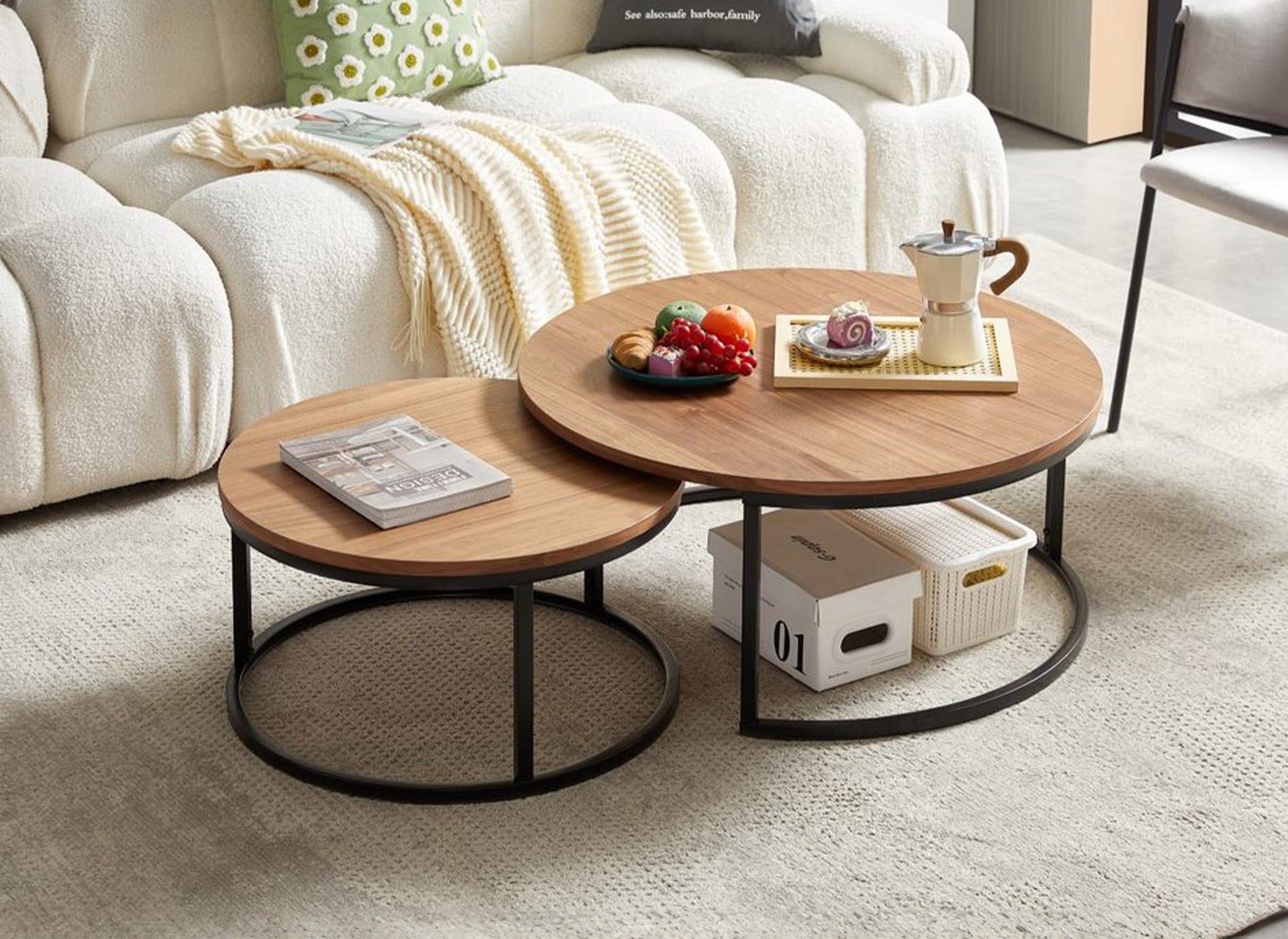 Lot de 2 tables basses gigognes rondes design GEORGIA