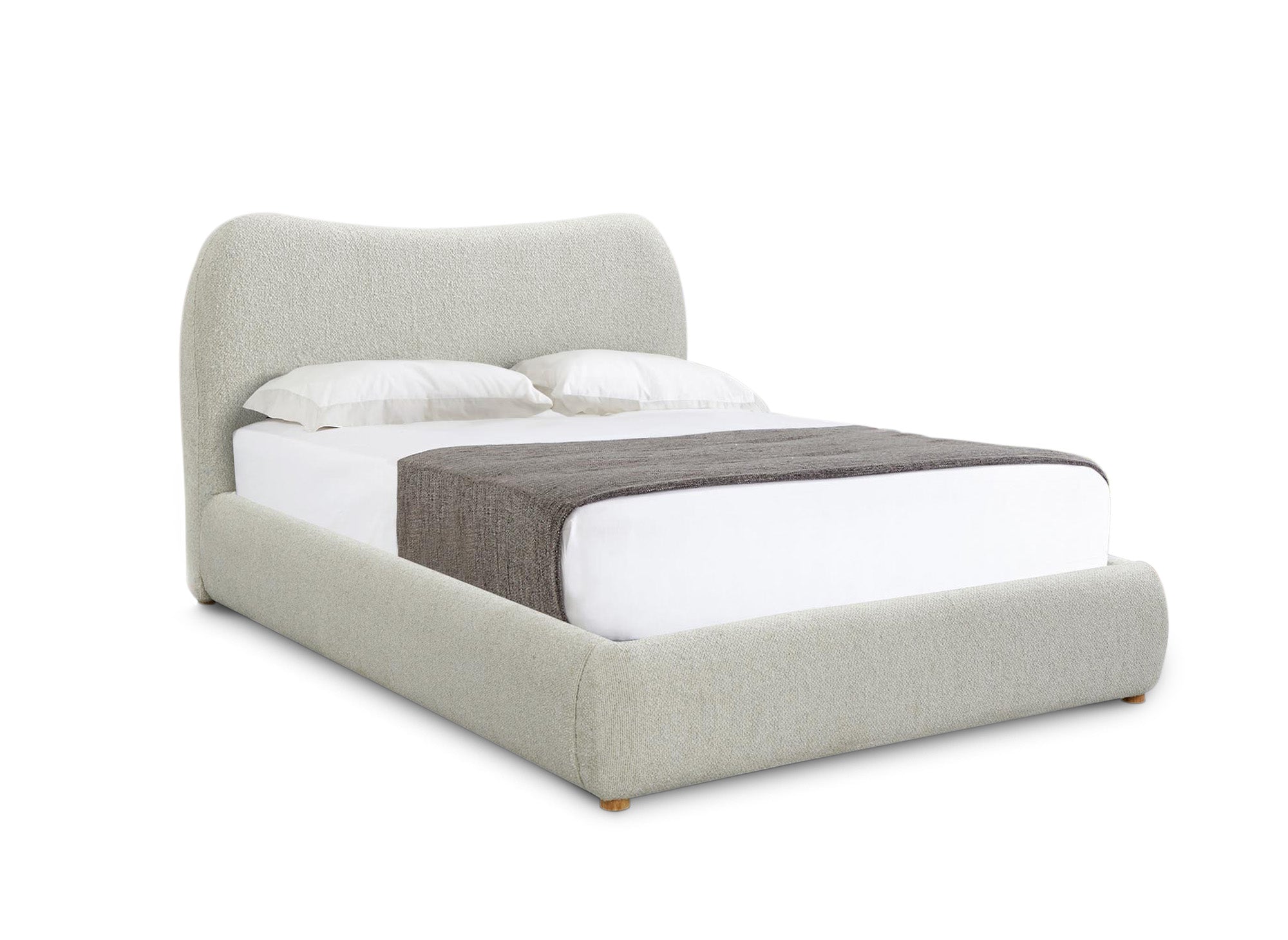 Lit double effet peau de mouton blanc écru PAMELA 140 x 190 cm