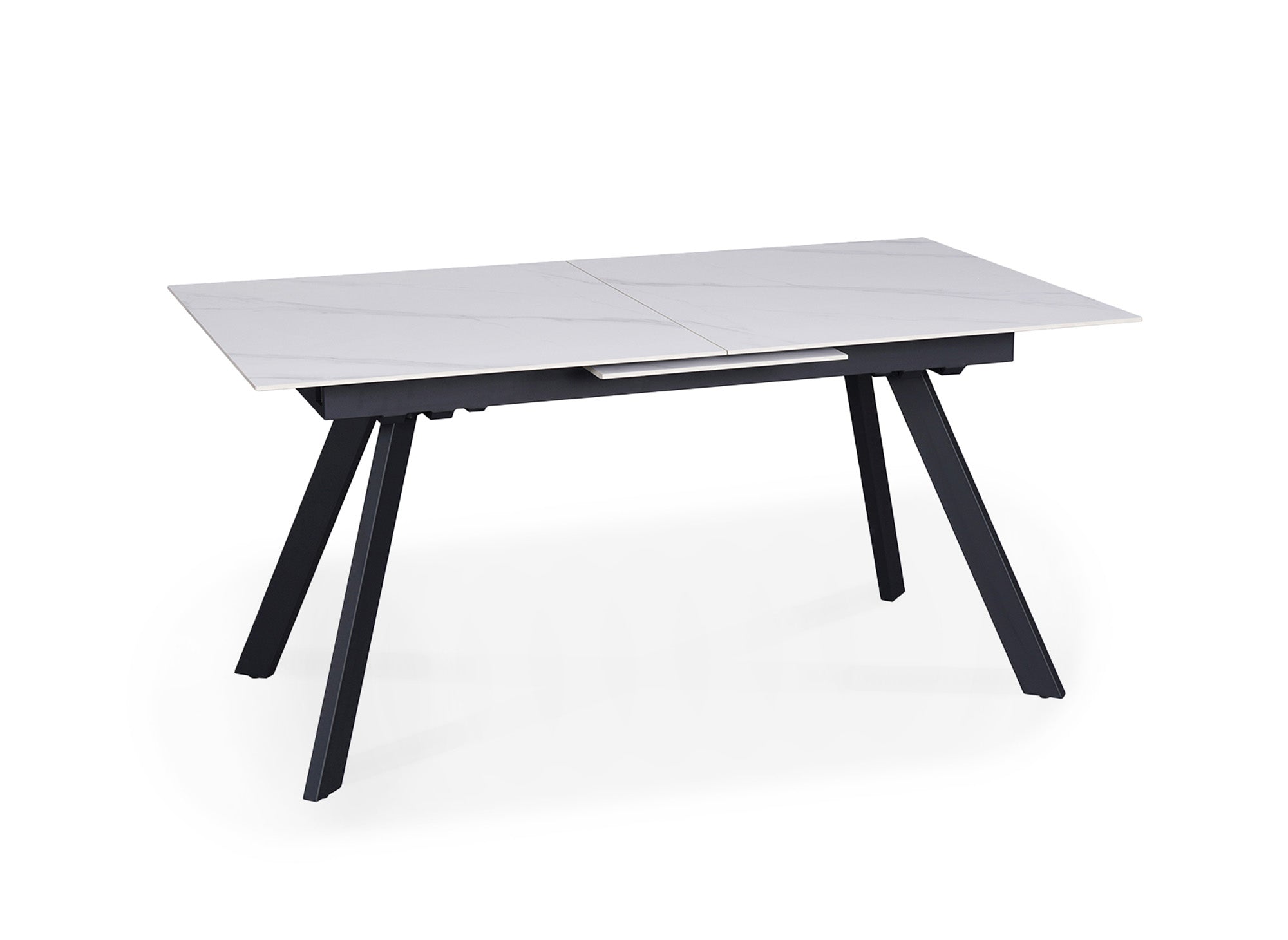 Table à manger rectangulaire extensible en céramique blanche ELYNE