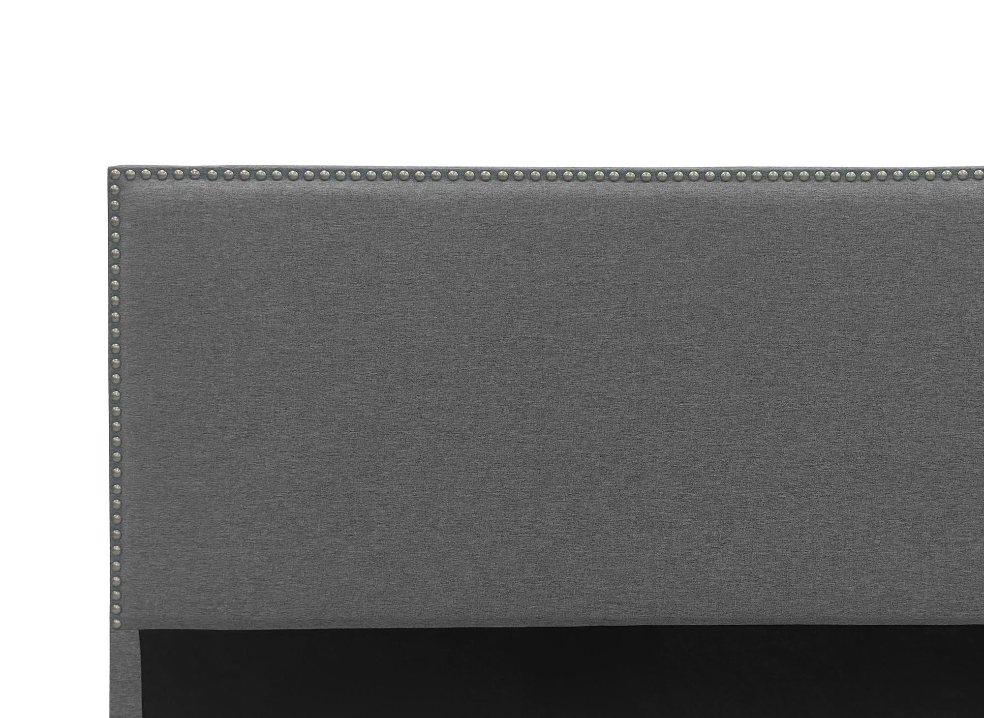 Tête de lit cloutée en tissu lin gris 140 cm LINDA