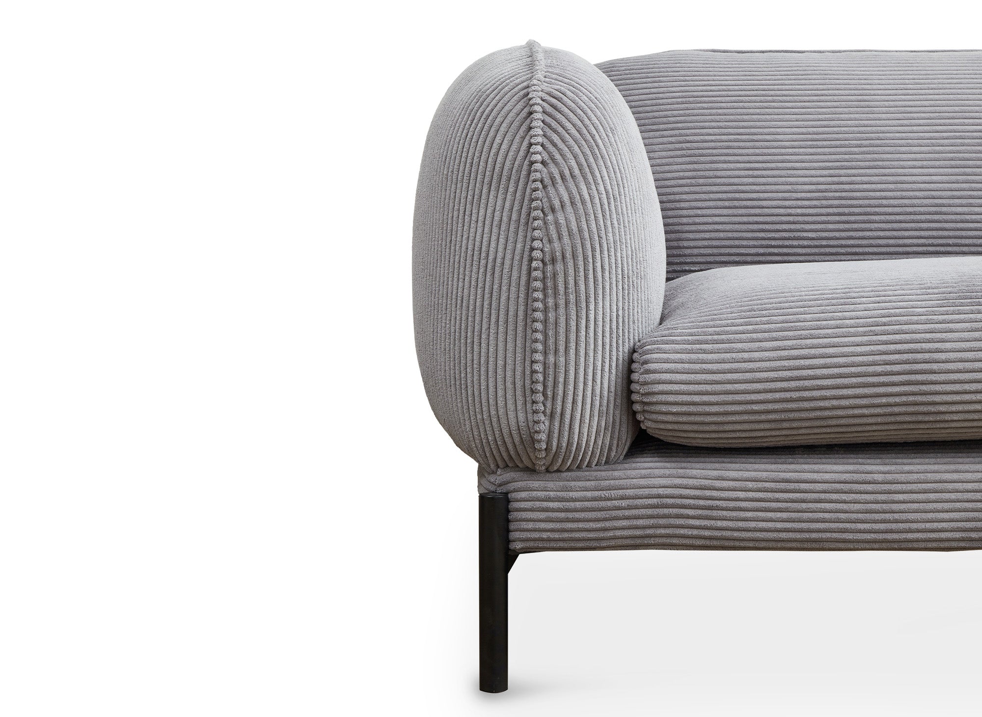 Canapé 3 places en velours gros côtelé gris ANDREA