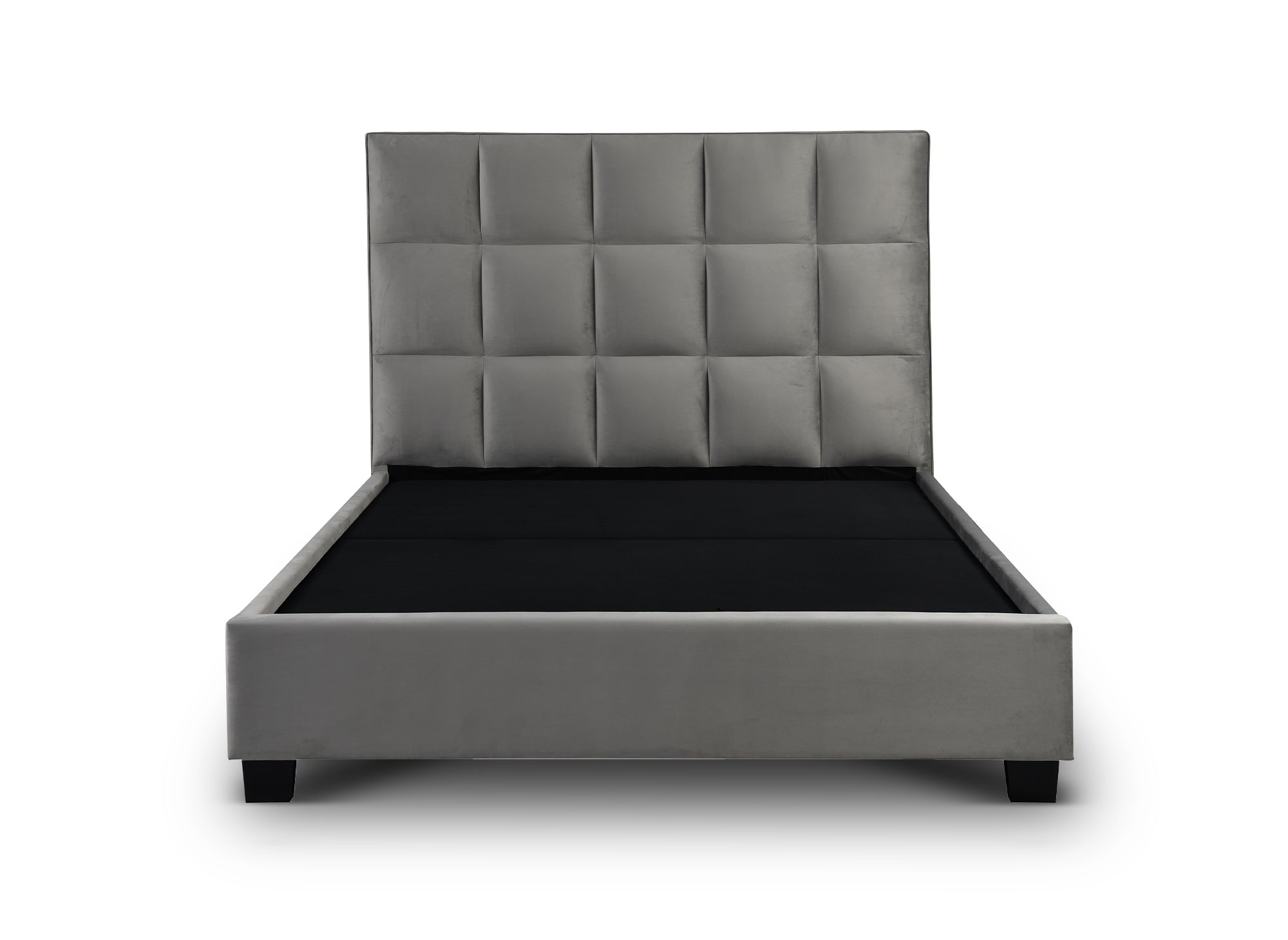 Lit coffre en velours gris design CAROLINE 160 x 200 cm