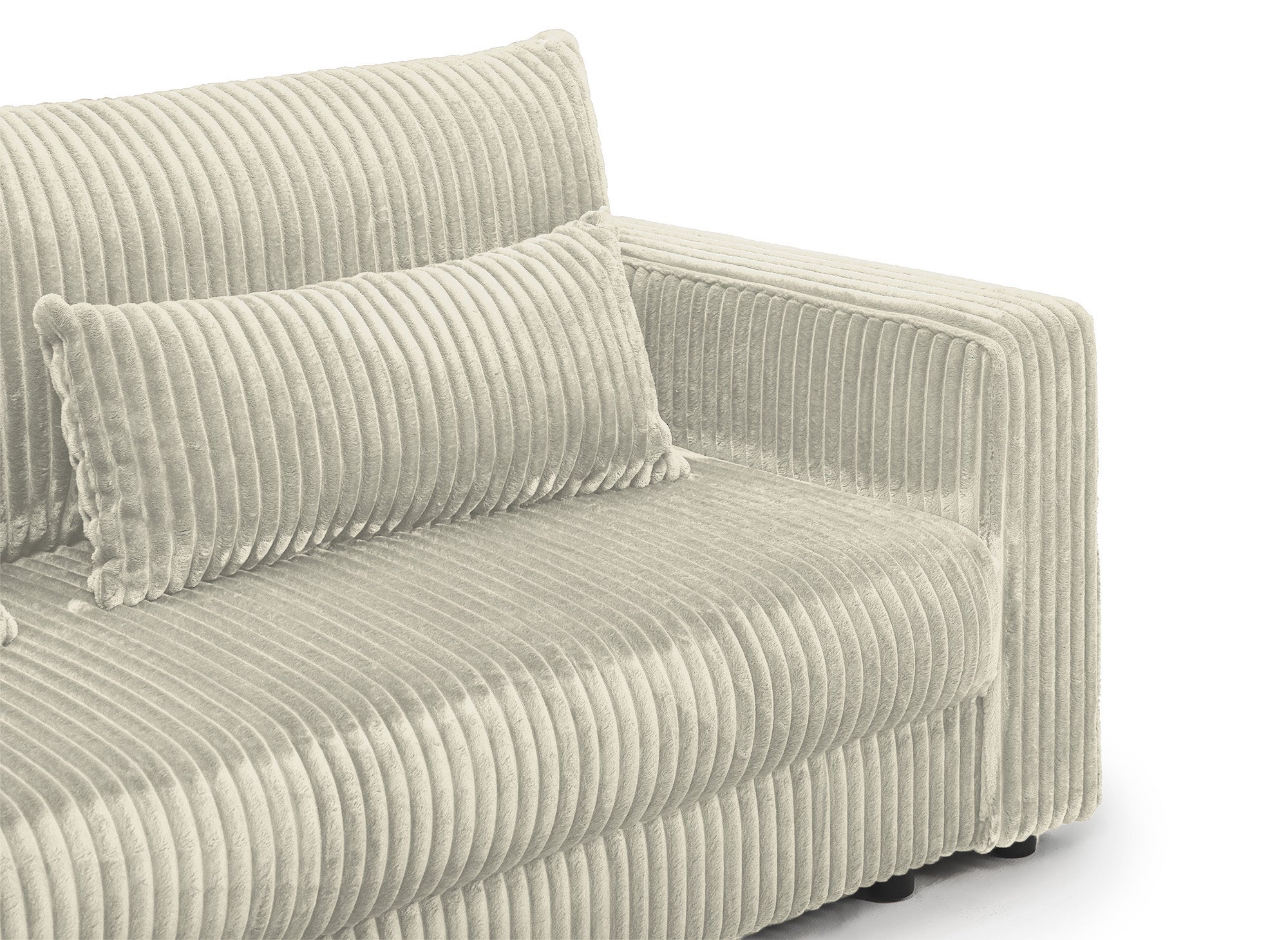 Canapé convertible 3 places avec coffre en velours côtelé épais beige ZURIA